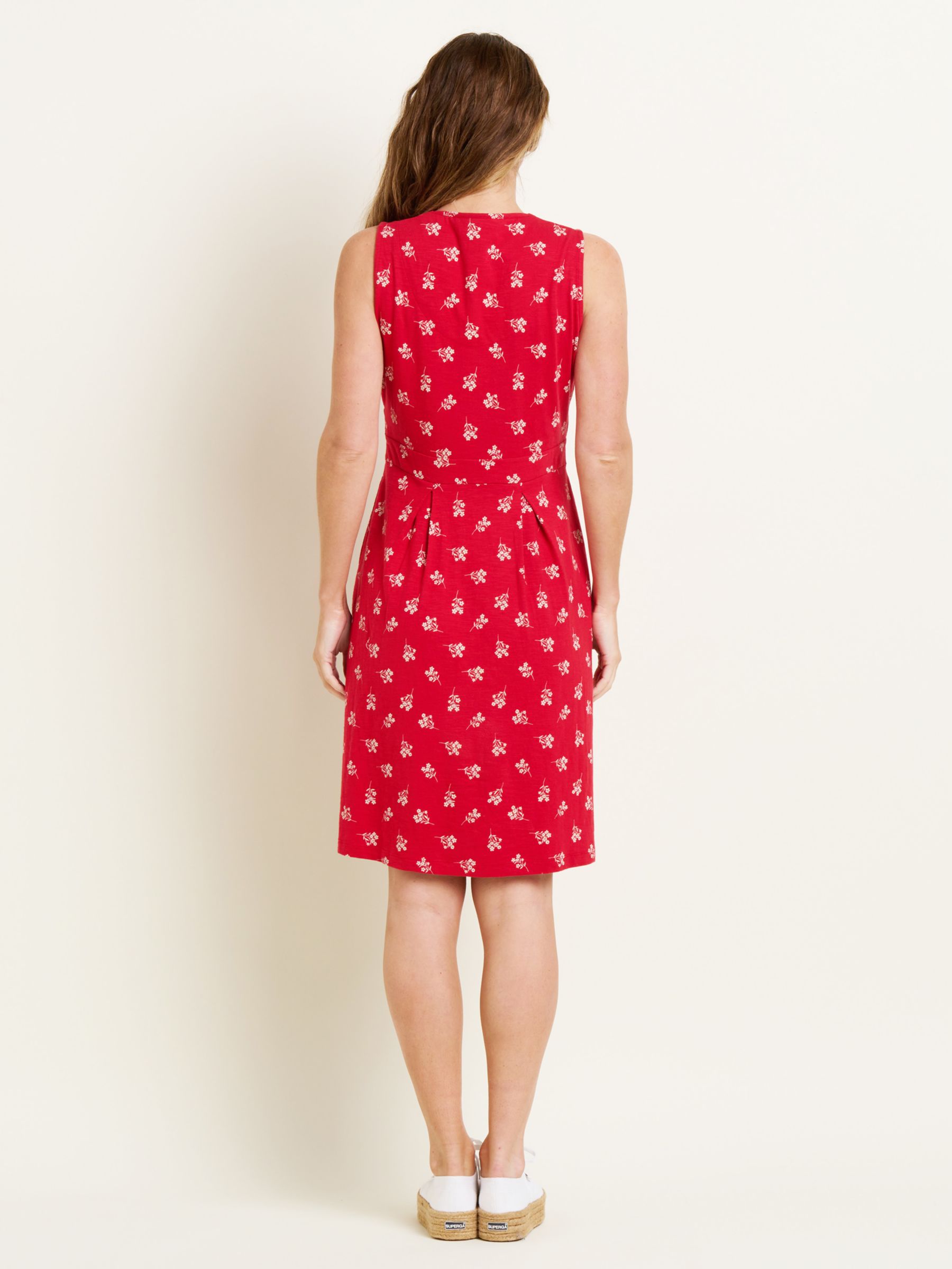 Brakeburn Marnie Posy Print Sleeveless Midi Dress, Red, 12