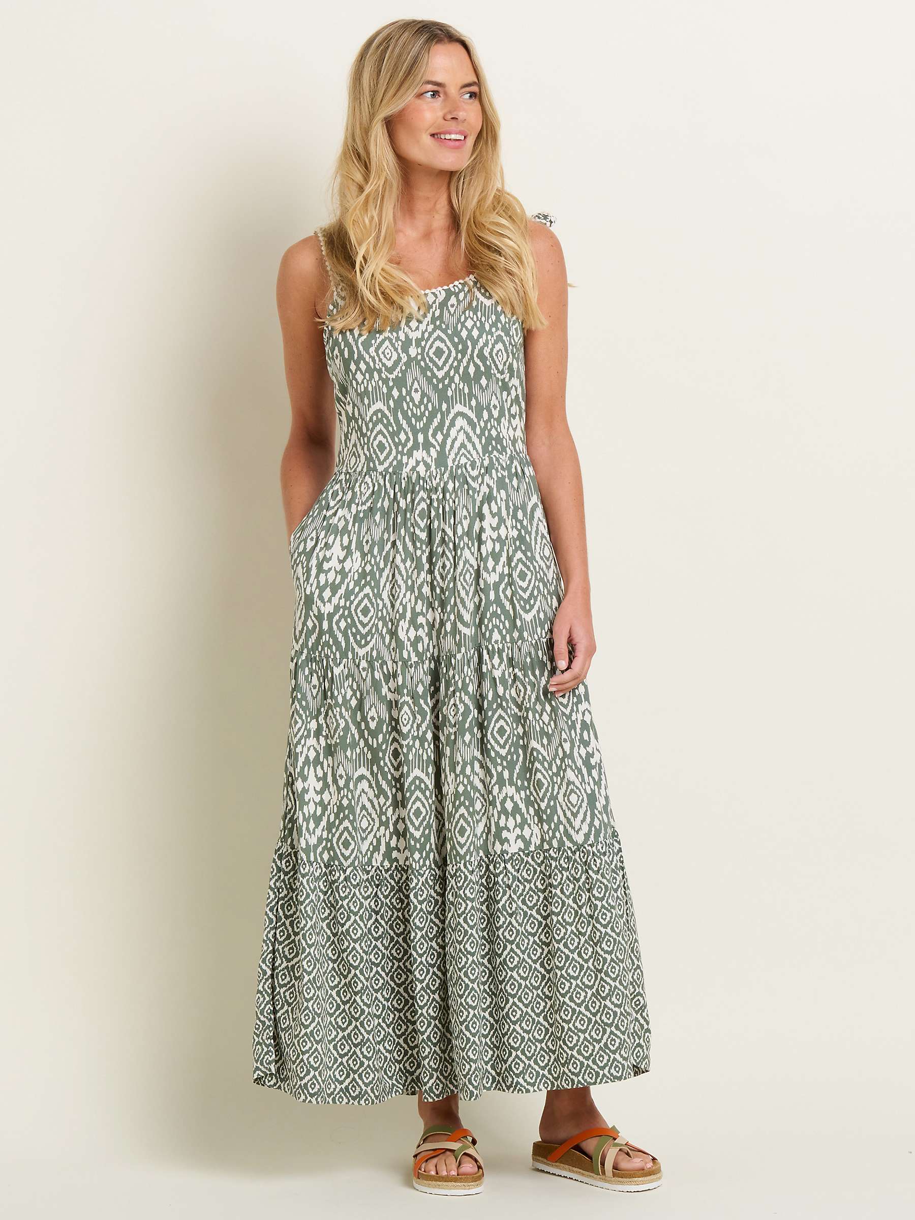 Buy Brakeburn Orla Fit And Flare Maxi Dress, Green Online at johnlewis.com