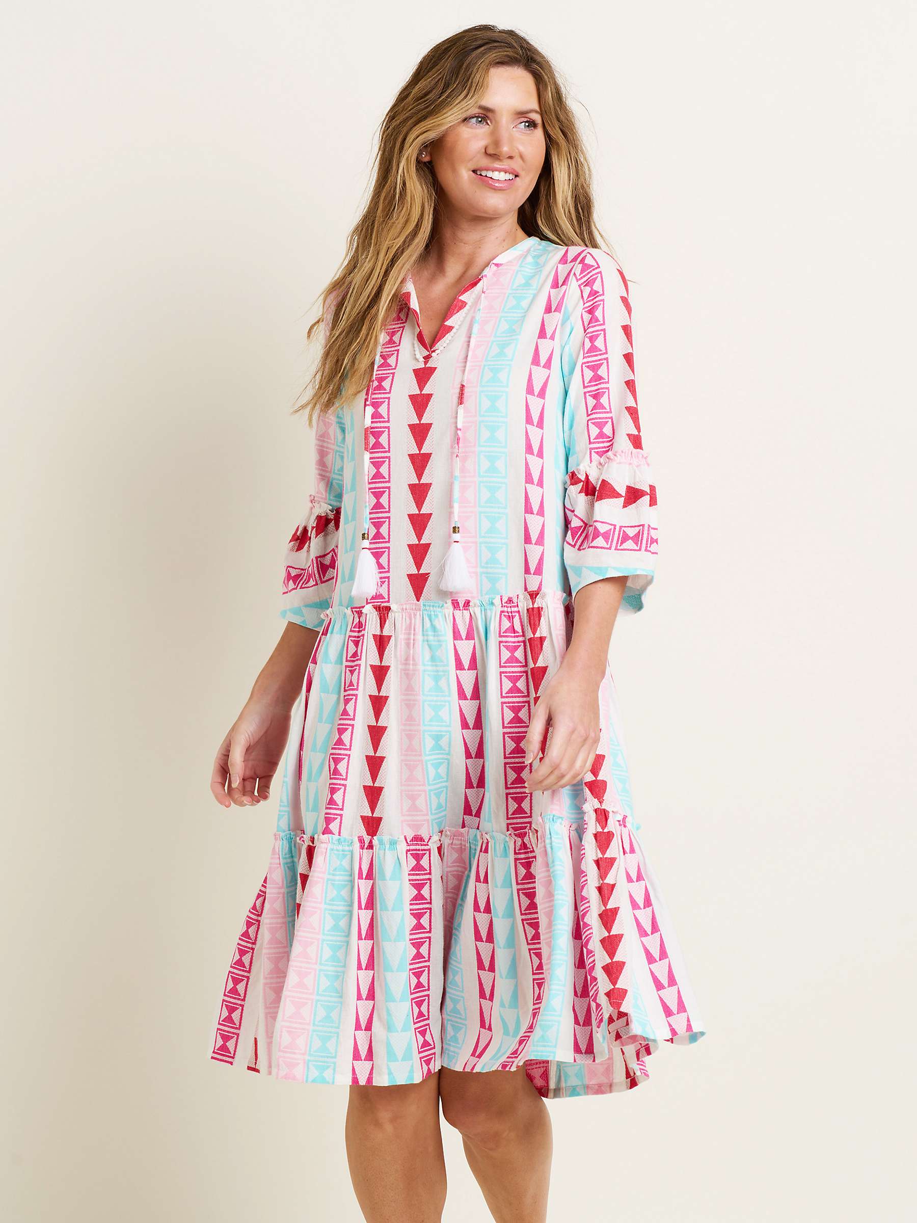 Buy Brakeburn Nessa Geometric Print Tiered Midi Dress, Multi Online at johnlewis.com