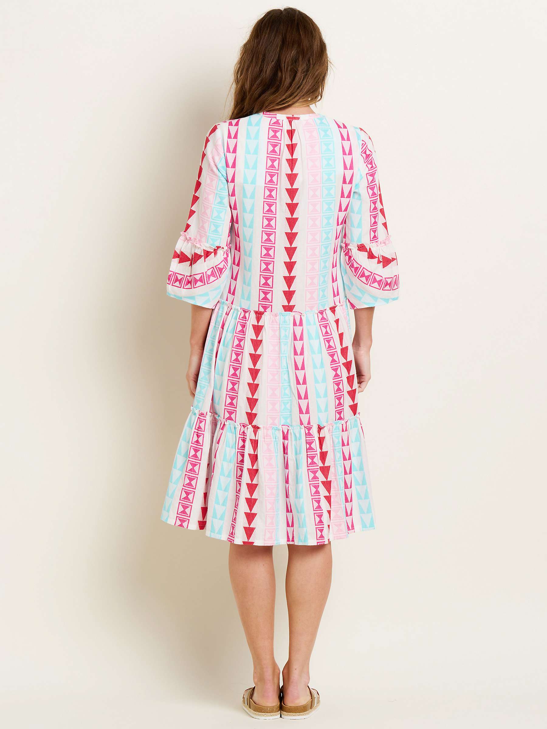 Buy Brakeburn Nessa Geometric Print Tiered Midi Dress, Multi Online at johnlewis.com