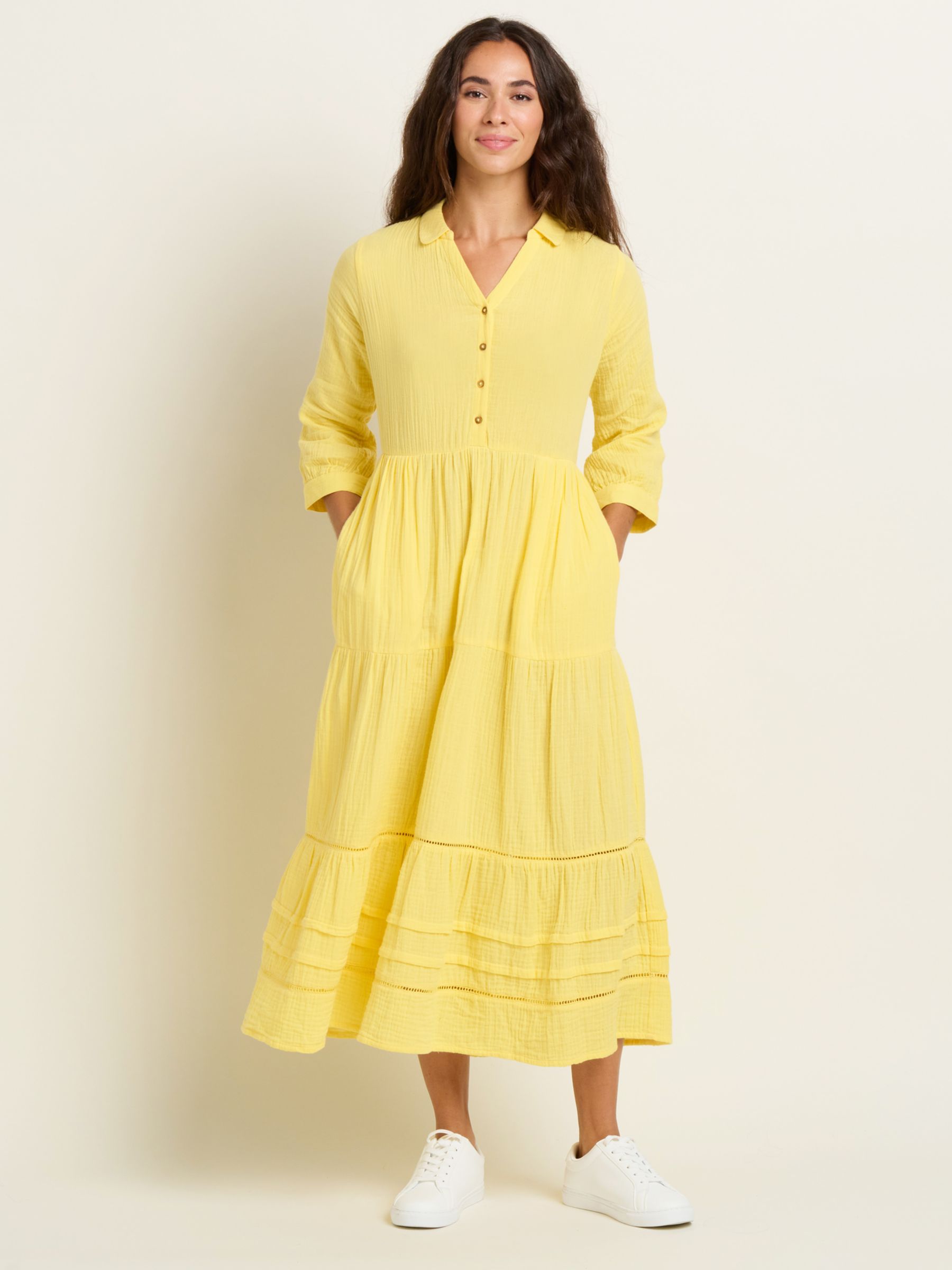 Brakeburn Erica Cotton Maxi Dress, Yellow, 8