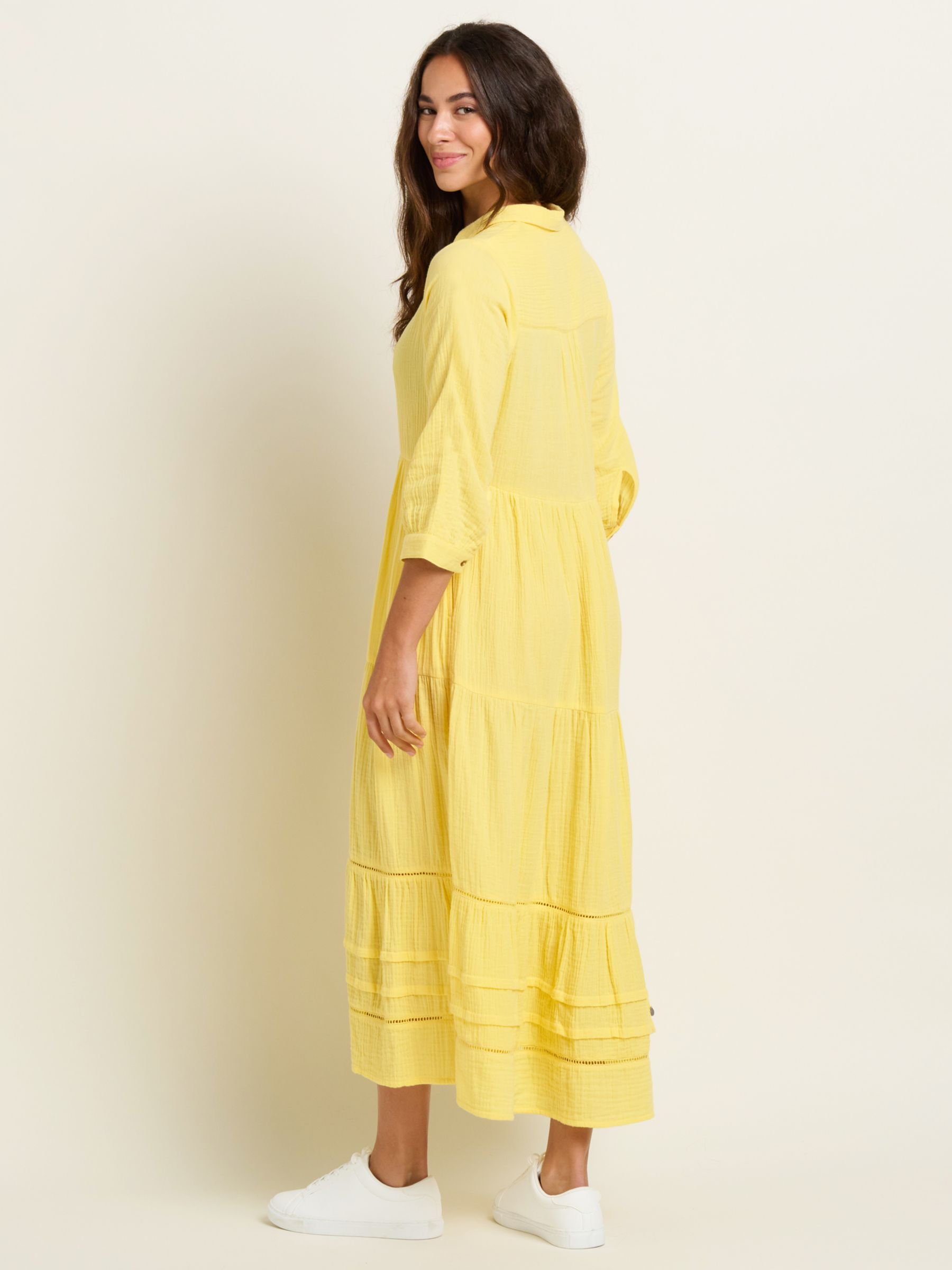Brakeburn Erica Cotton Maxi Dress, Yellow, 8