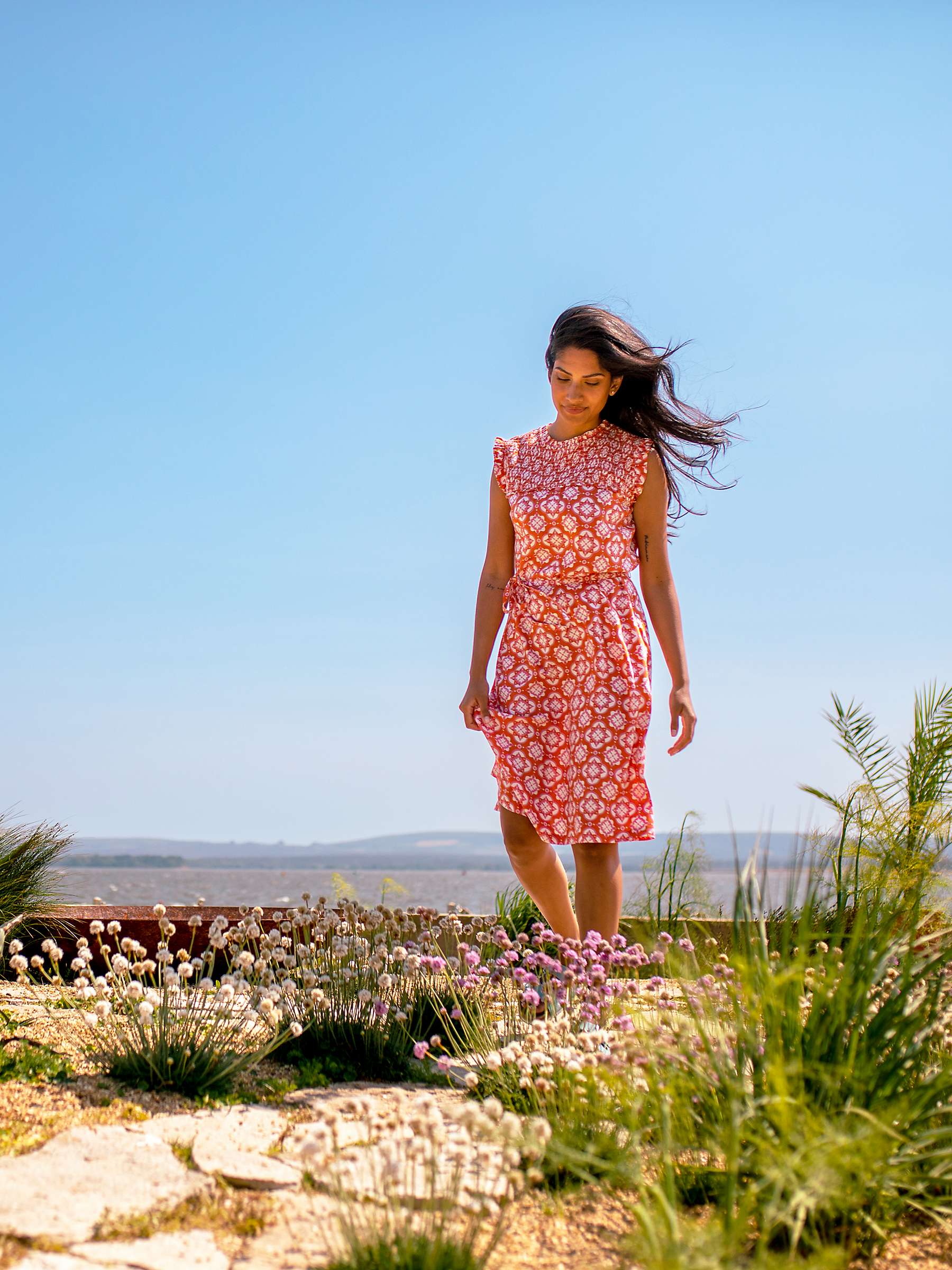 Buy Brakeburn Moroccan Tile Knee Length Dress, Coral Online at johnlewis.com