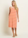 Brakeburn Ava Cotton Stripe Sleeveless Dress, Coral