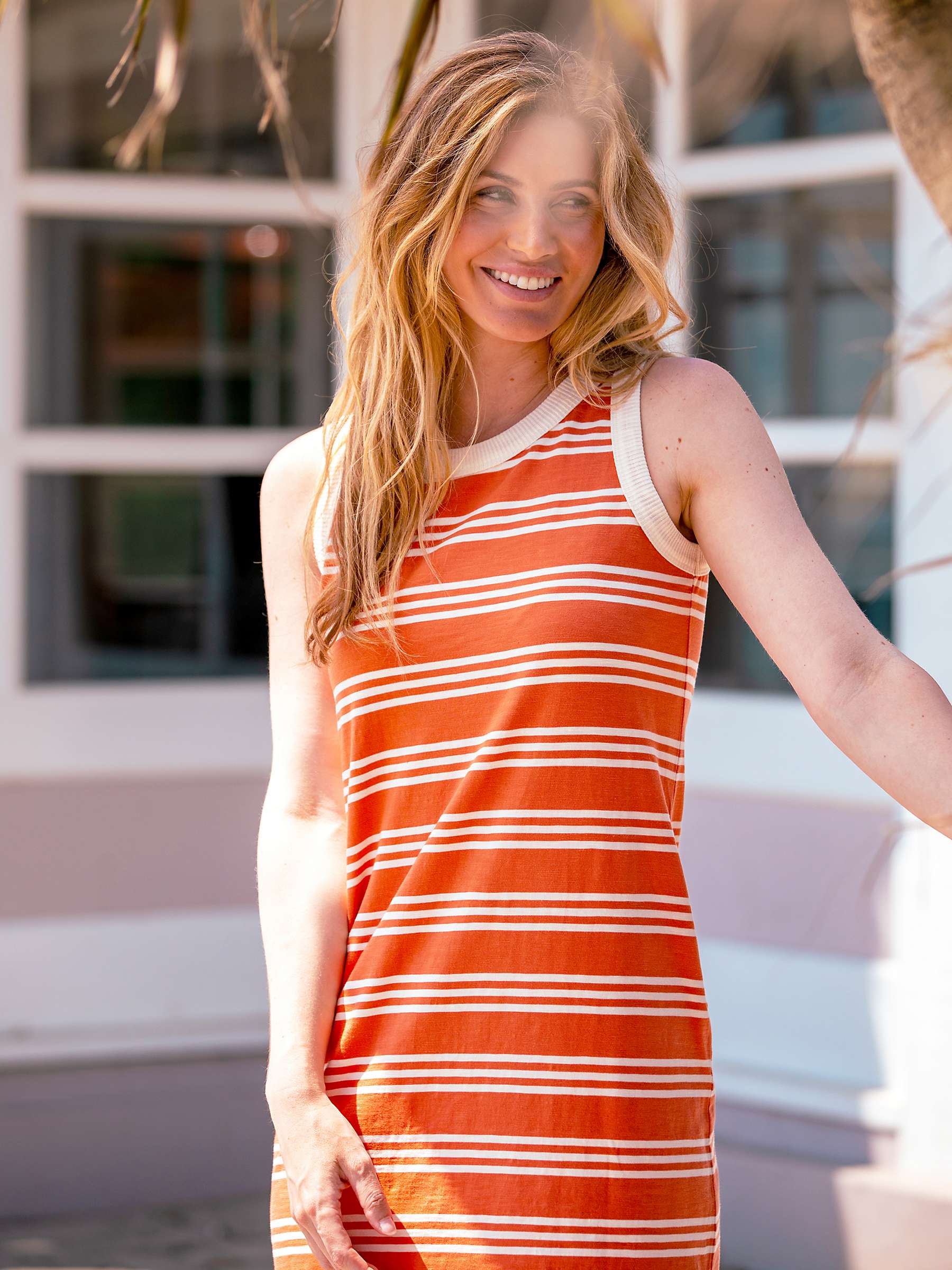 Buy Brakeburn Ava Cotton Stripe Sleeveless Dress, Coral Online at johnlewis.com