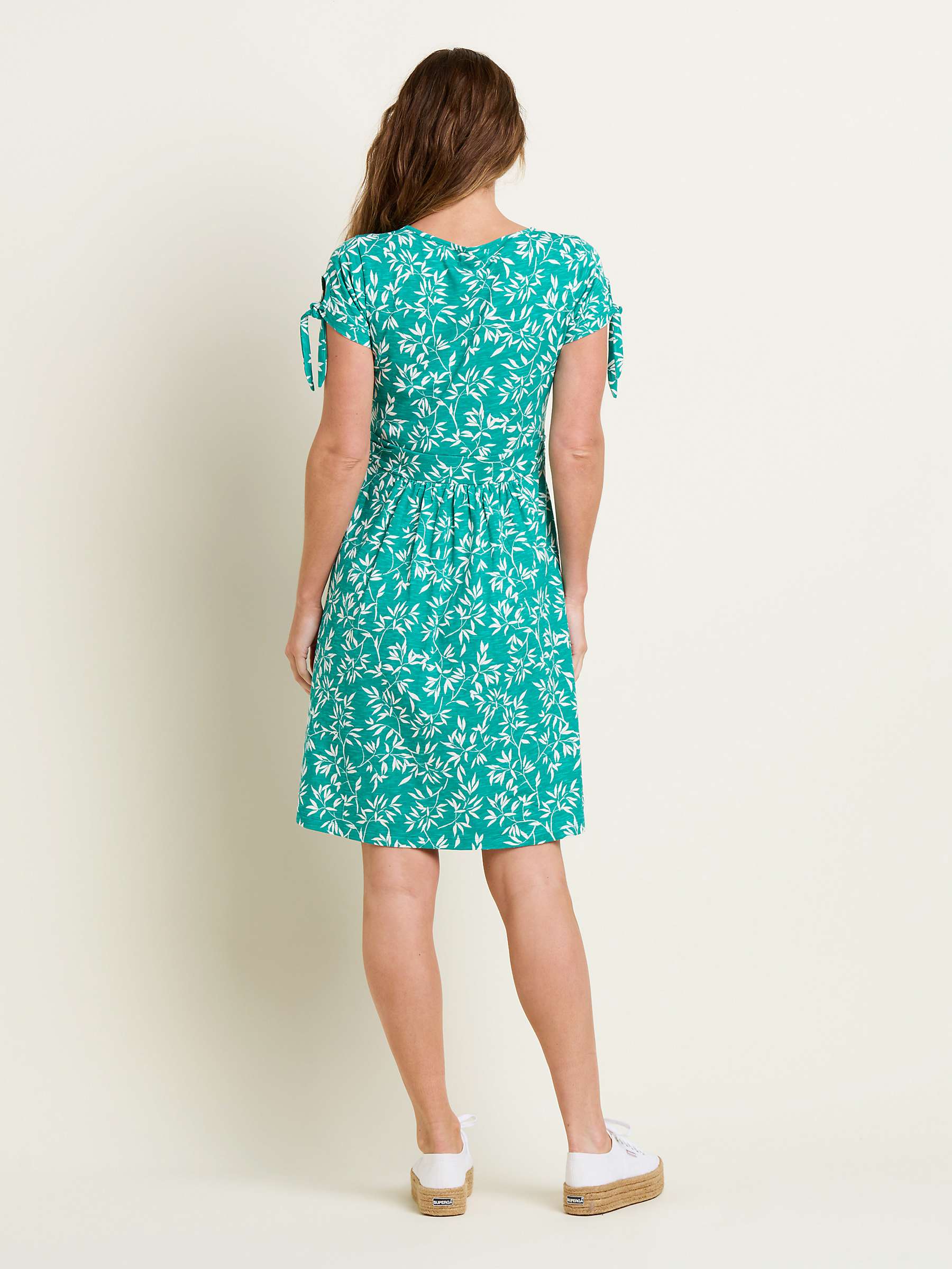 Buy Brakeburn Bamboo Leaves Knee Length Dress, Green/White Online at johnlewis.com