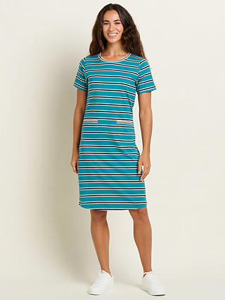 Brakeburn Bridport Stripe Knee Length Dress, Blue/Multi