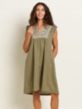 Brakeburn Kiera Cotton Linen Blend Knee Length Dress, Khaki
