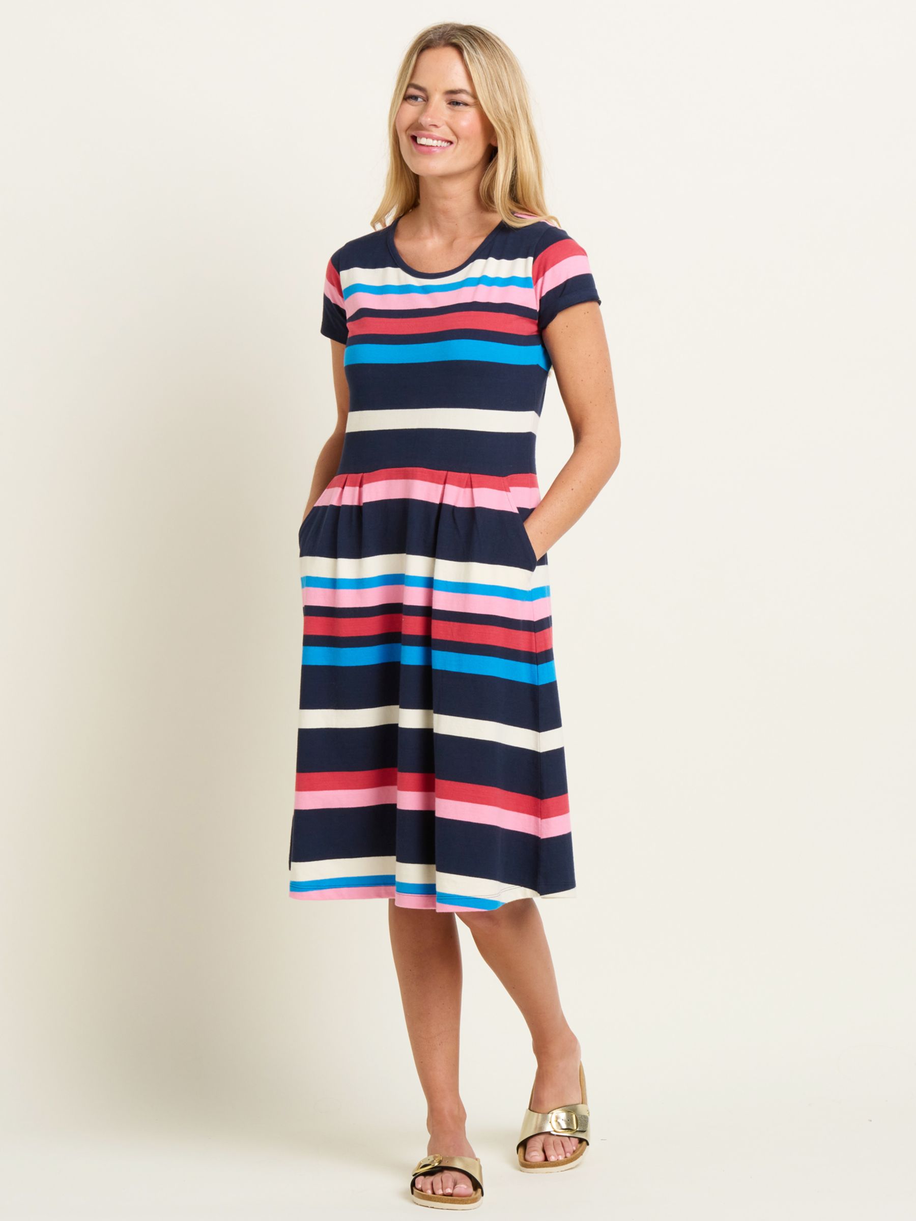 Buy Brakeburn Toni Stripe Knee Length Dress, Multi Online at johnlewis.com