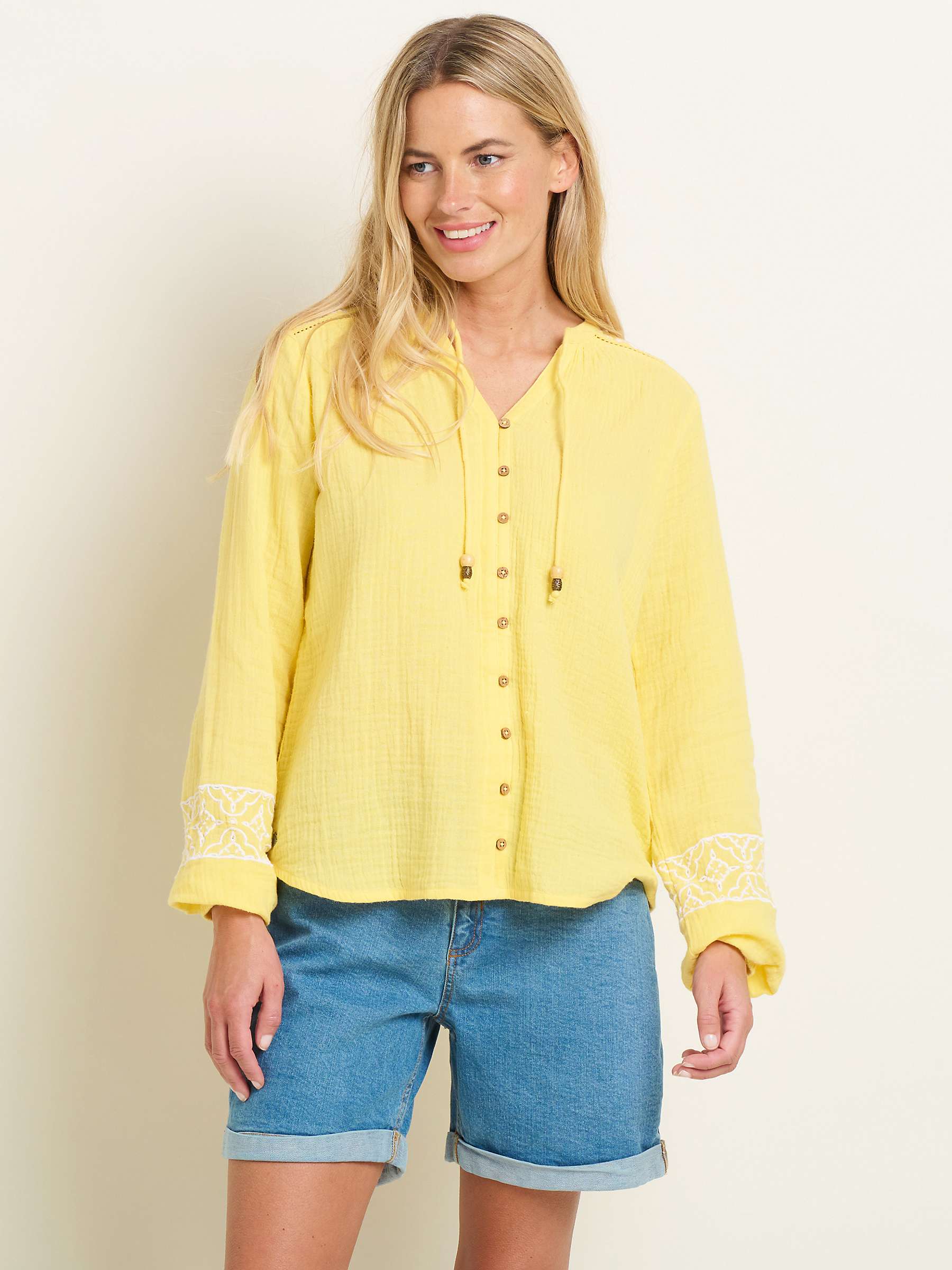 Buy Brakeburn Jessie Embroidered Blouse, Yellow Online at johnlewis.com