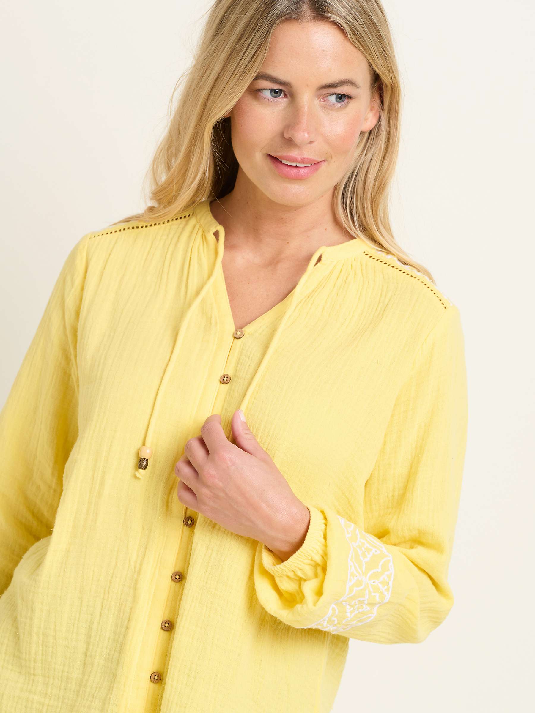 Buy Brakeburn Jessie Embroidered Blouse, Yellow Online at johnlewis.com