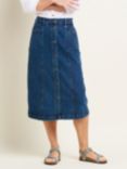 Brakeburn Button Front Denim Midi Skirt, Blue, Blue