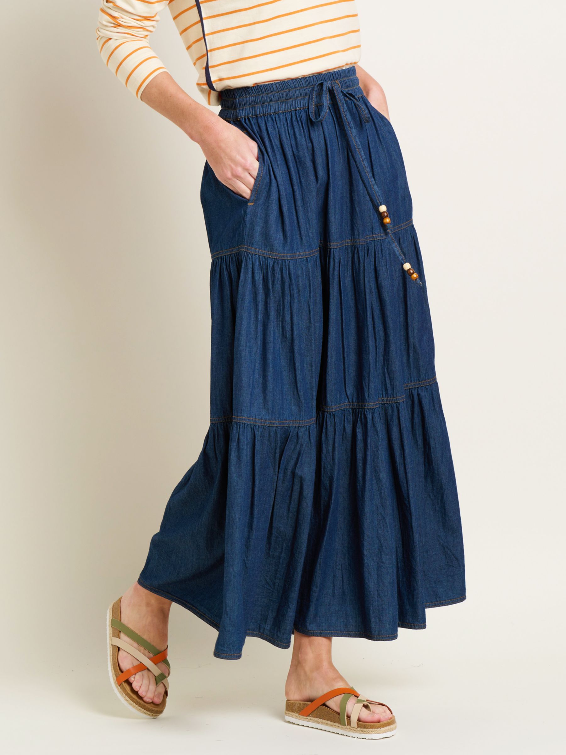 Brakeburn Denim Maxi Skirt, Blue at John Lewis & Partners