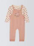 John Lewis ANYDAY Baby Happy Days Cat Dungaree and Long Sleeve T-Shirt Set, Pink