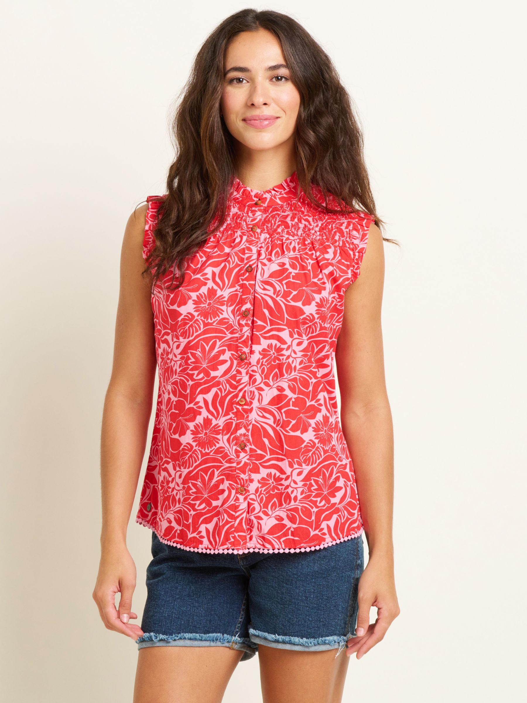 Buy Brakeburn Josie Floral Sleeveless Shirt, Red Online at johnlewis.com