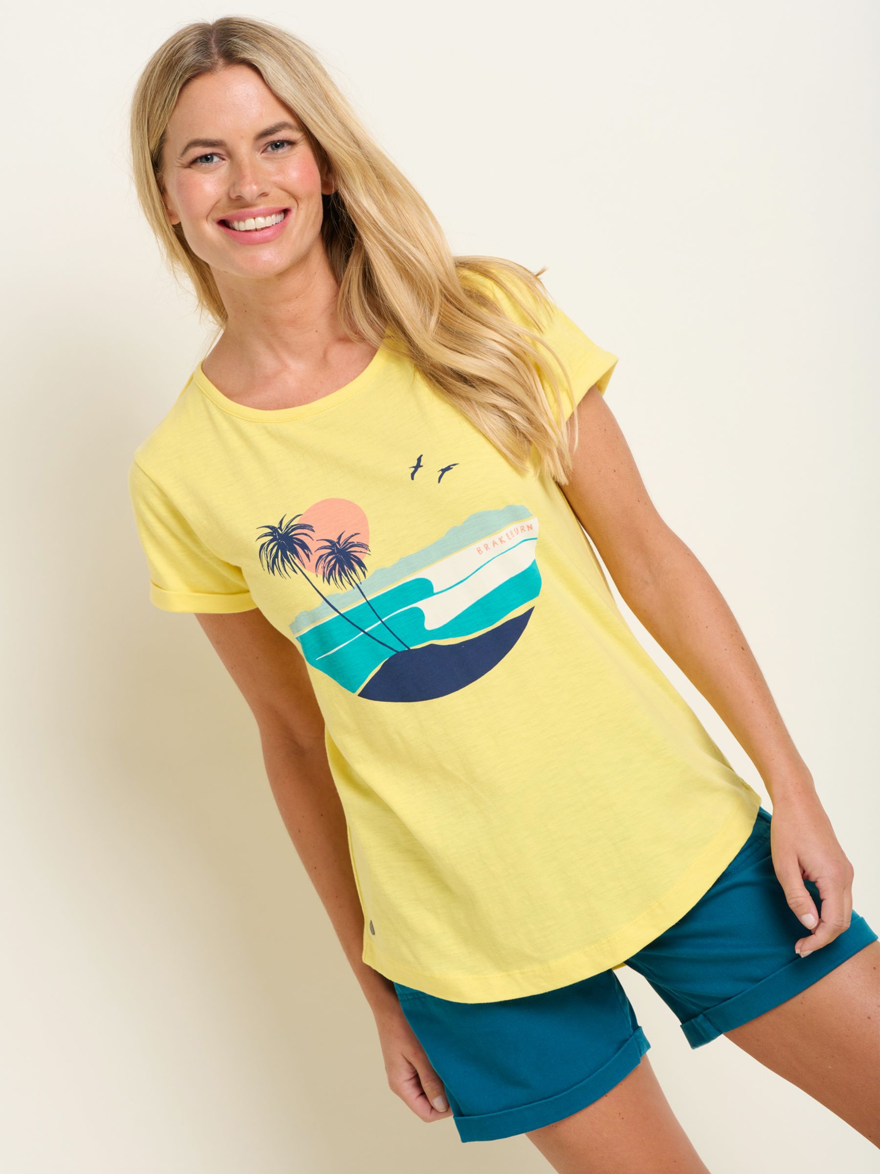 Buy Brakeburn Shore Graphic T-Shirt, Yellow Online at johnlewis.com