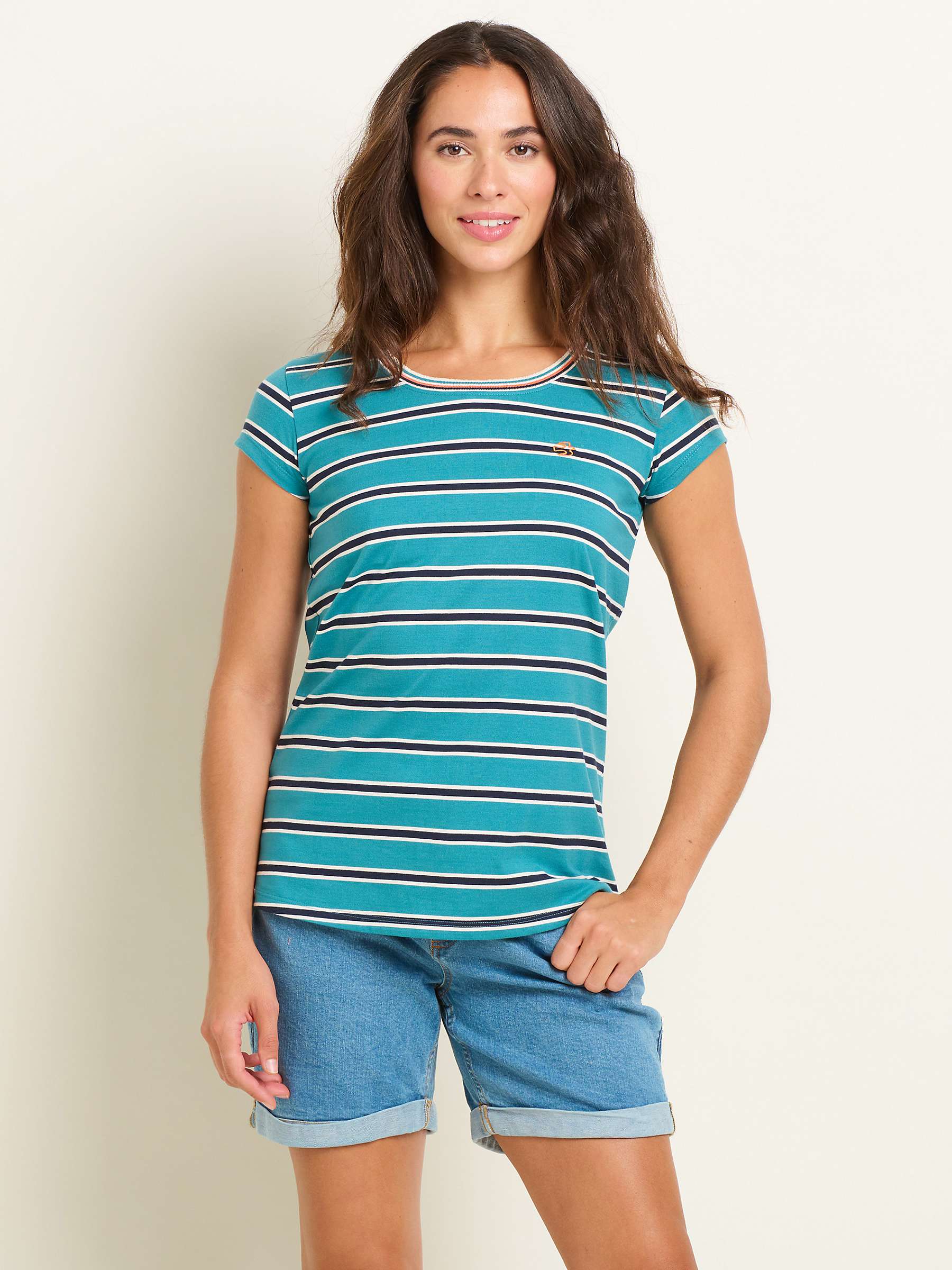 Buy Brakeburn Bridport Stripe T-Shirt, Blue Online at johnlewis.com