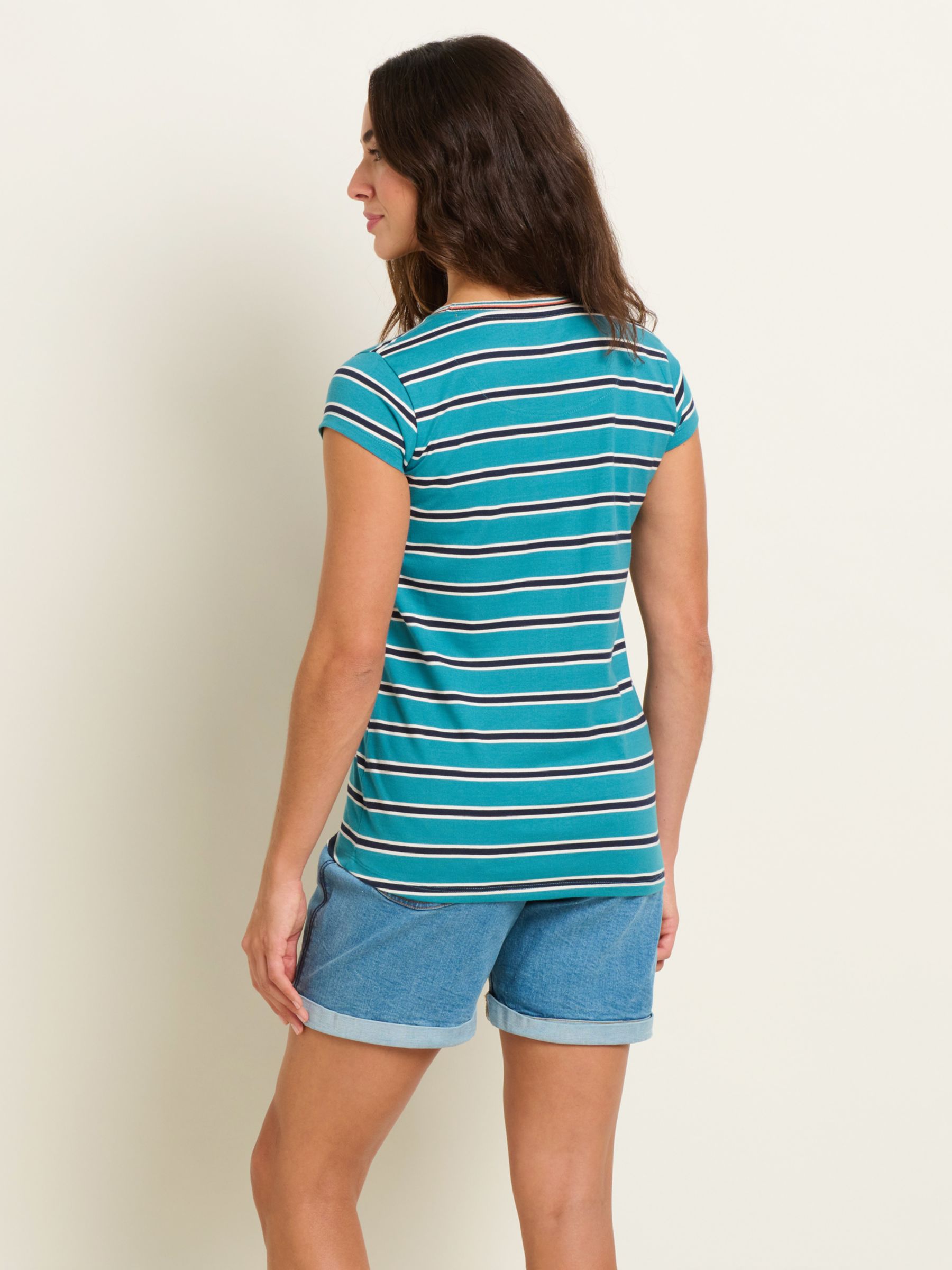 Brakeburn Bridport Stripe T-Shirt, Blue, 10