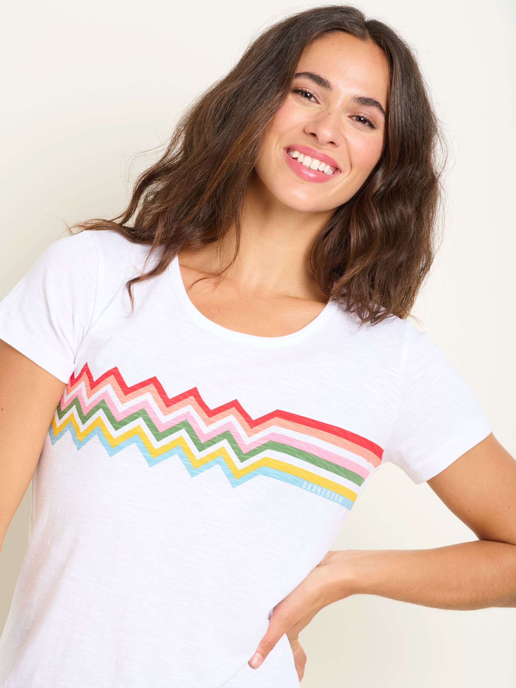 Buy Brakeburn Retro Wave T-Shirt, White Online at johnlewis.com