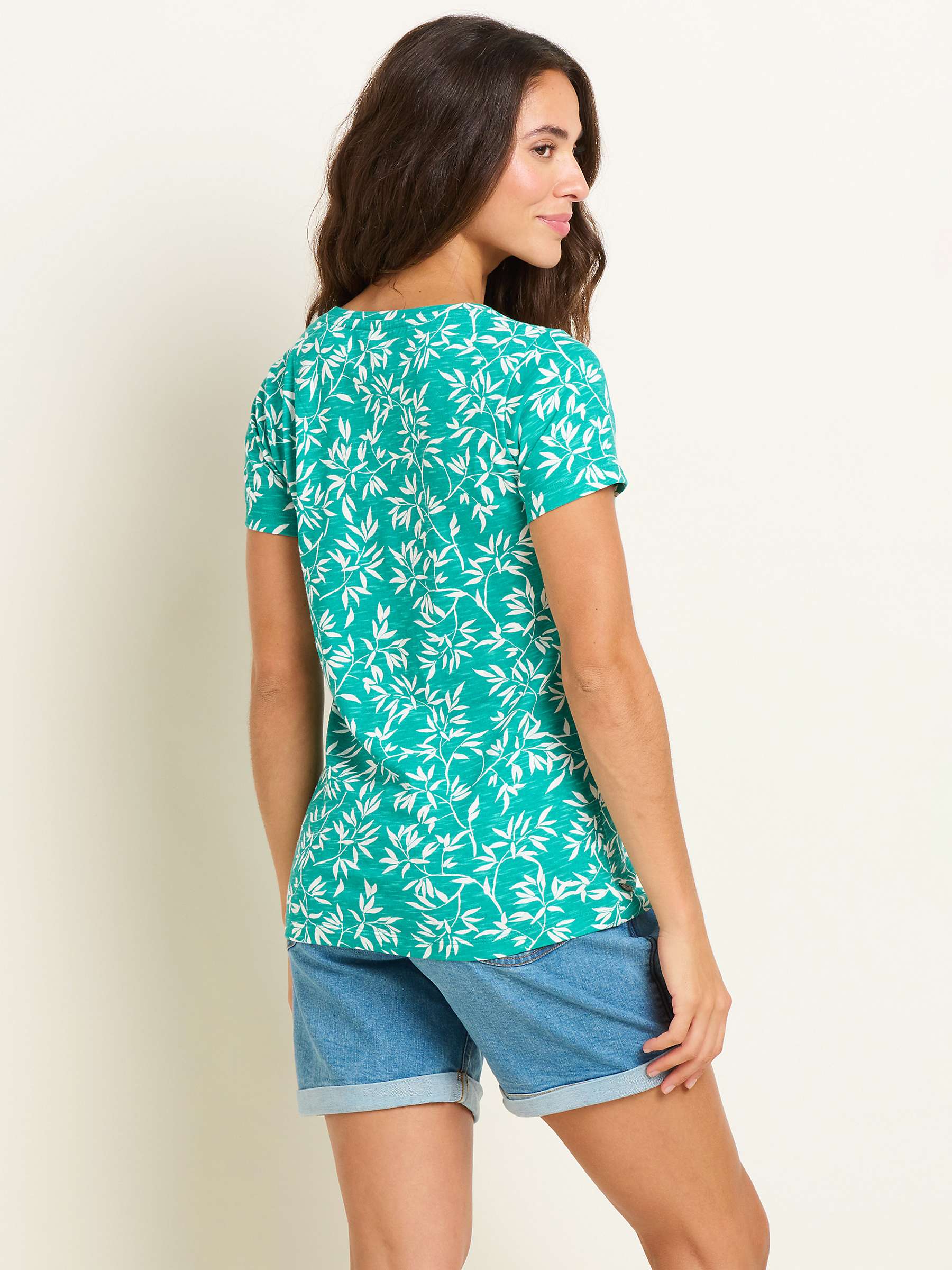 Buy Brakeburn Bamboo Leaves Print T-Shirt, Green Online at johnlewis.com