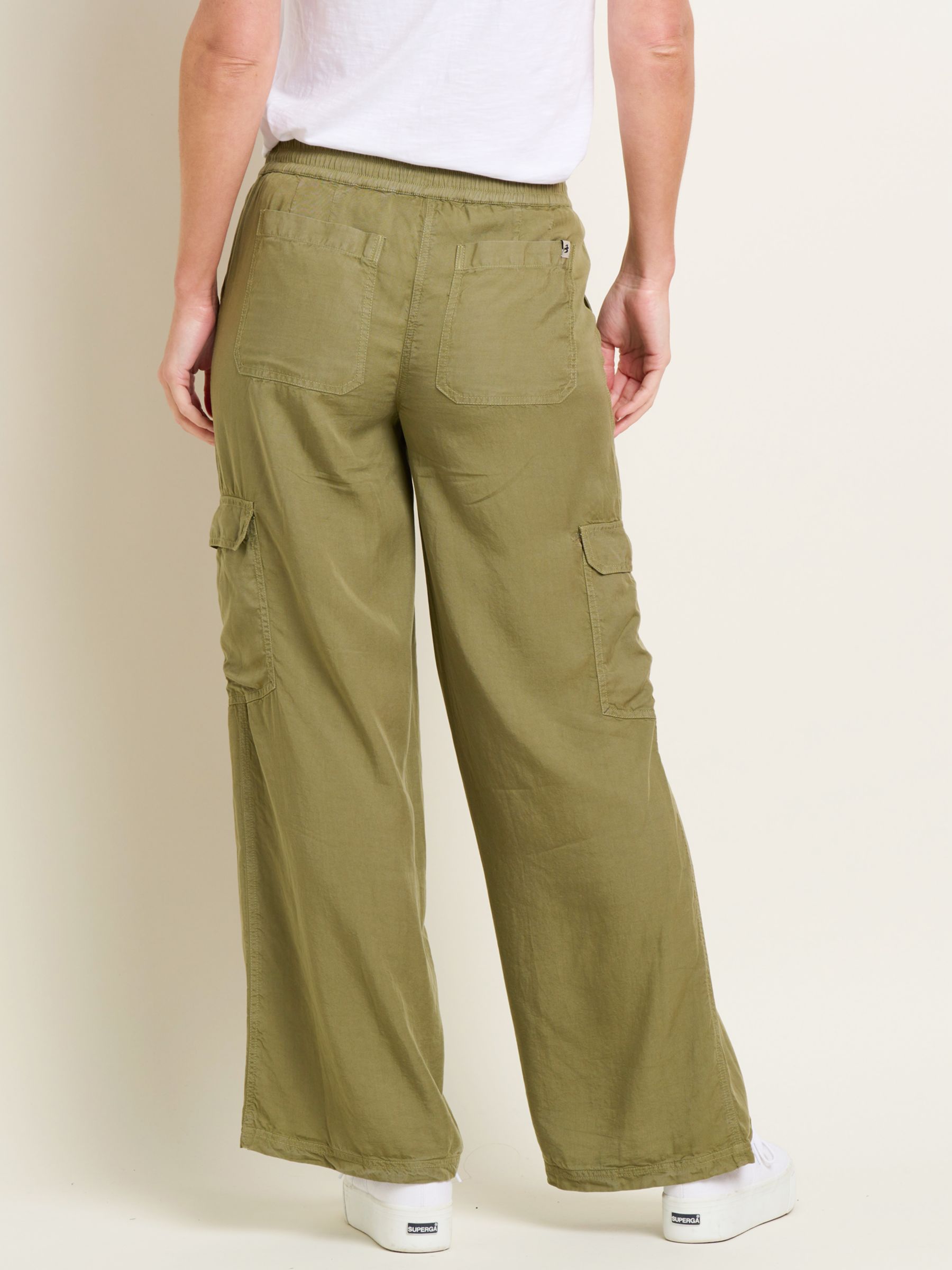 Brakeburn Wide Leg Cargo Trousers, Khaki, 8