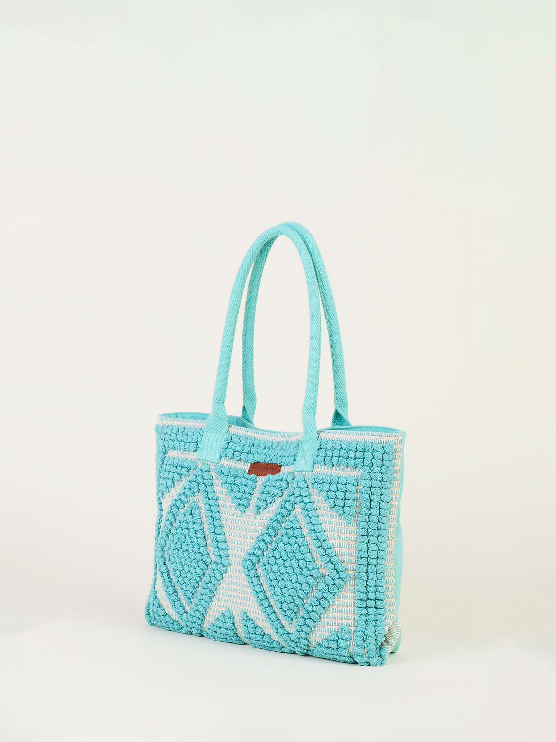 Buy Brakeburn Nautica Tufted Beach Bag, Turquoise/White Online at johnlewis.com