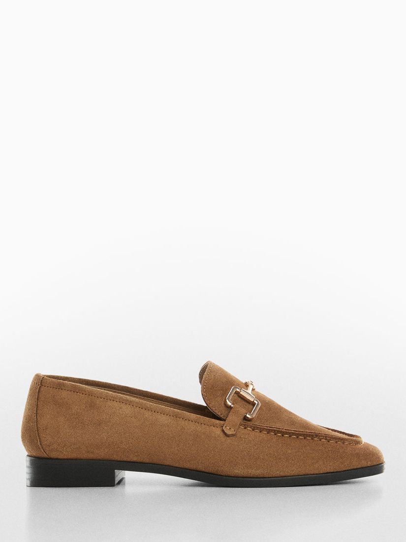 Mango Luz Suede Moccasin Loafers, Tan at John Lewis & Partners