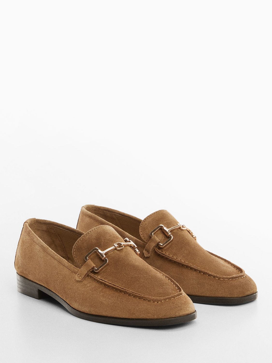 Mango Luz Suede Moccasin Loafers, Tan at John Lewis & Partners
