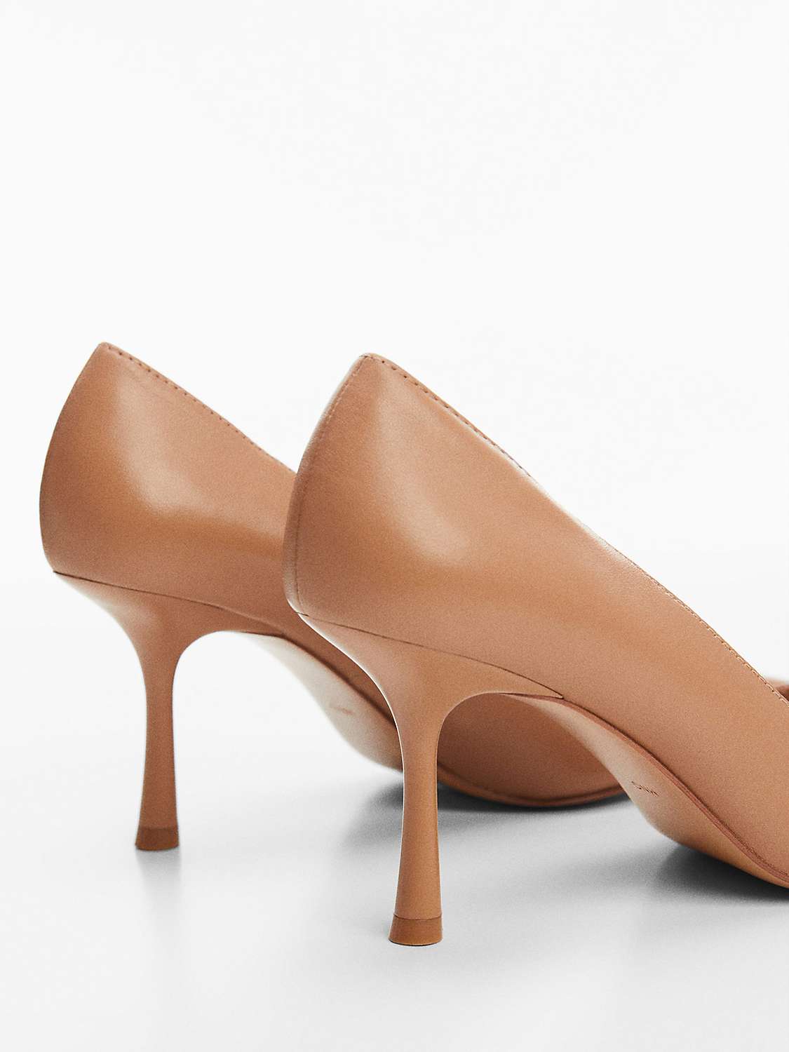 Buy Mango Leather Heel Court Shoes, Medium Brown Online at johnlewis.com