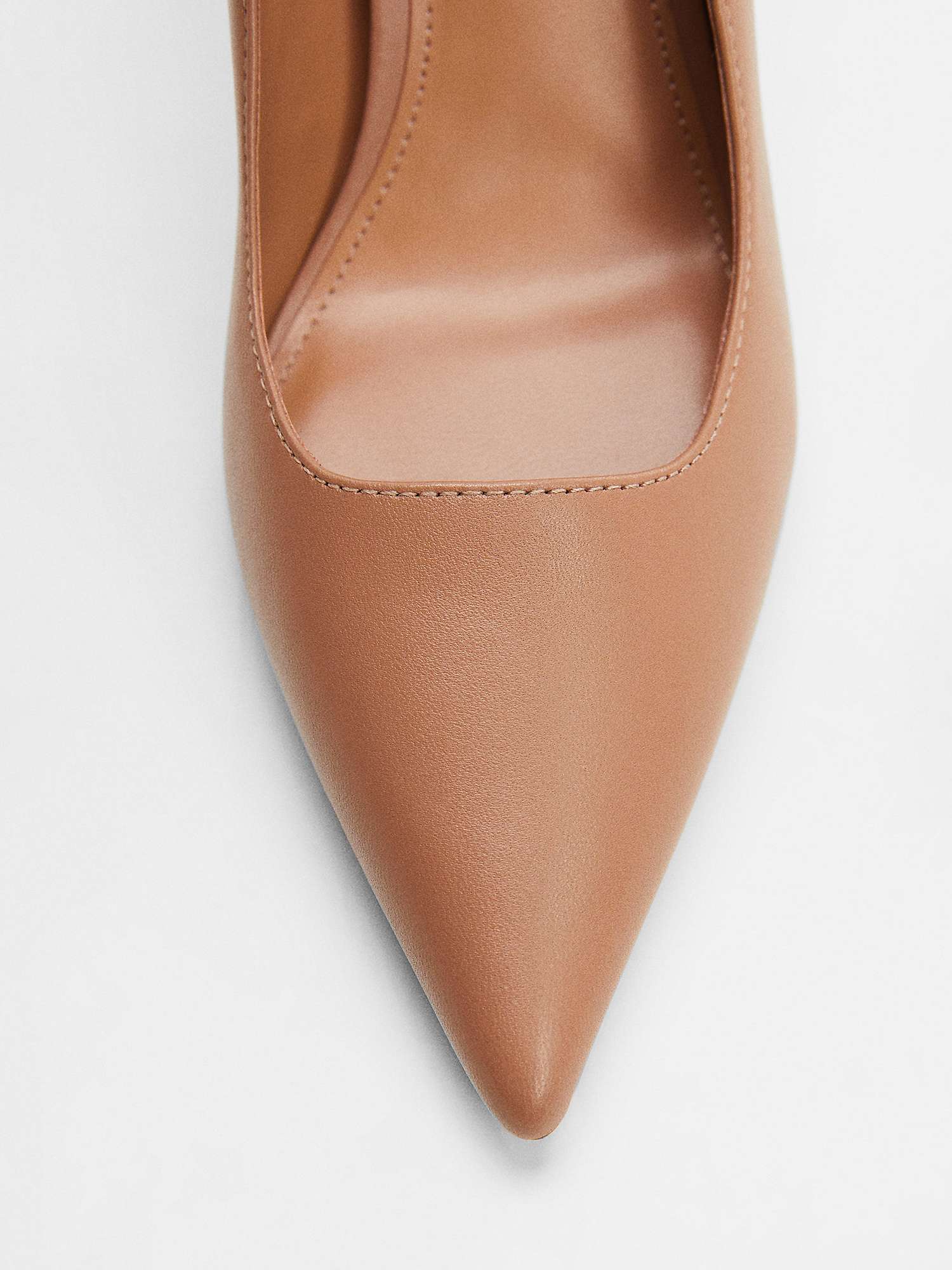 Buy Mango Leather Heel Court Shoes, Medium Brown Online at johnlewis.com