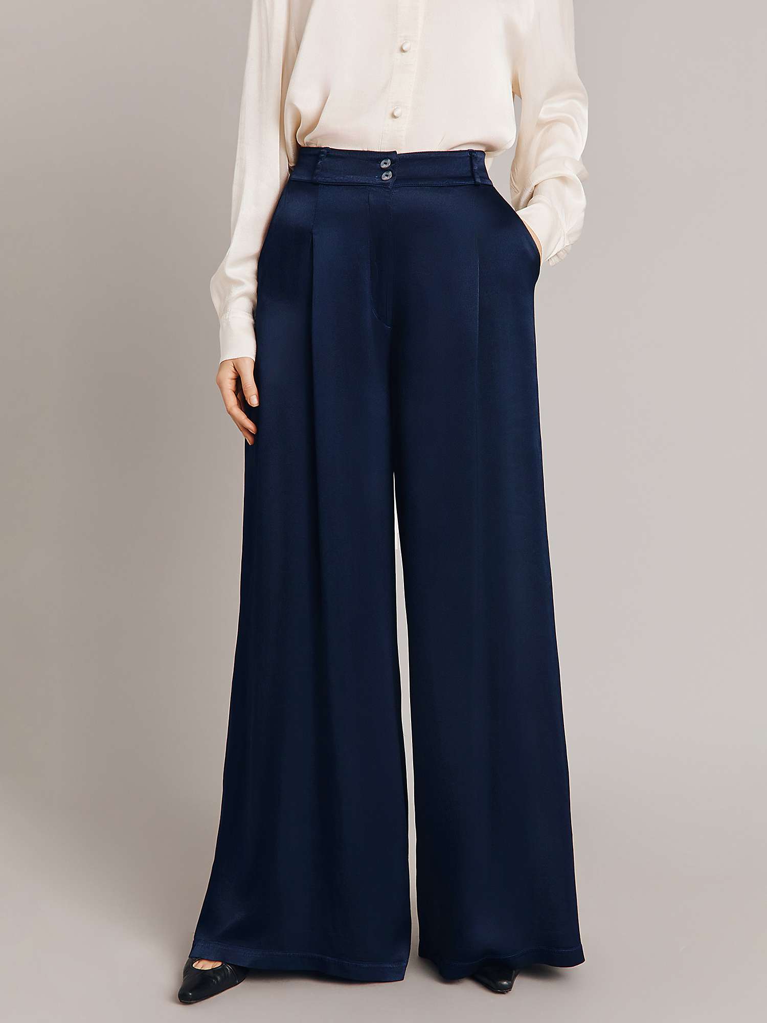 Buy Ghost Sadie Wide Leg Satin Trousers Online at johnlewis.com