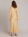 Ghost Emily Cowl Neck Bias Cut Satin Maxi Dress, Yellow