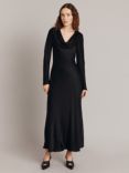 Ghost Emily Cowl Neck Bias Cut Satin Maxi Dress, Black