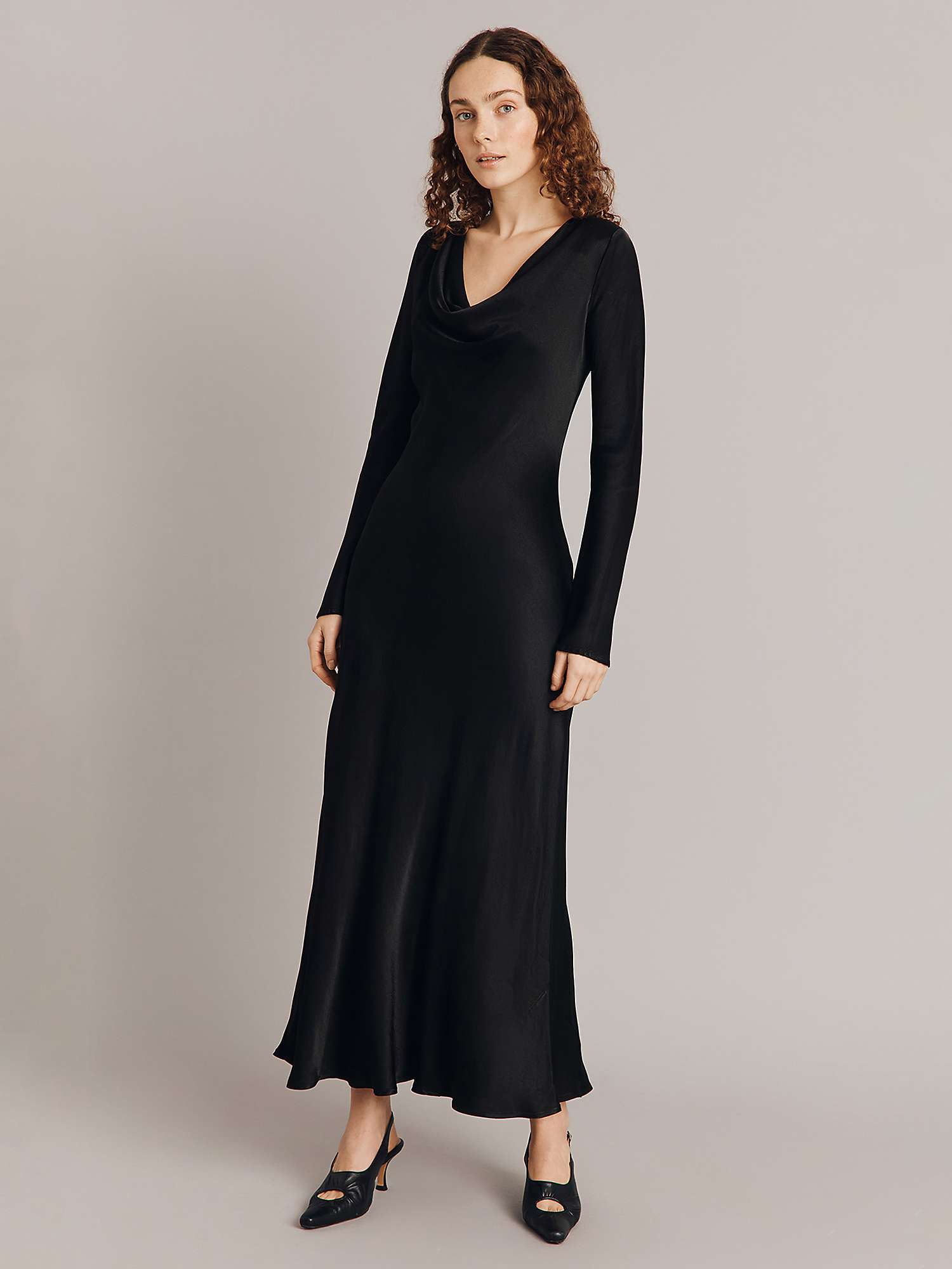 Buy Ghost Emily Cowl Neck Bias Cut Satin Maxi Dress Online at johnlewis.com