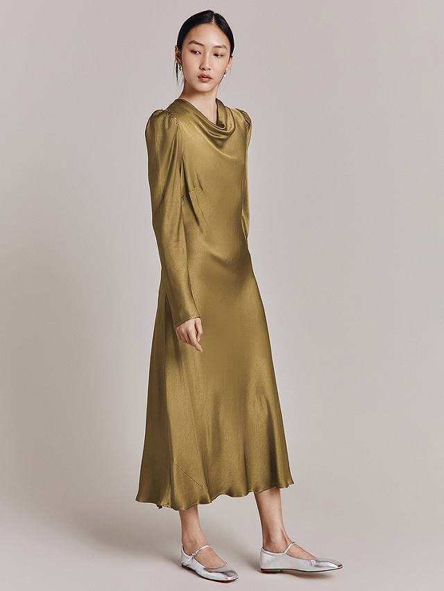 Ghost Frankie Cowl Neck Maxi Dress, Olive