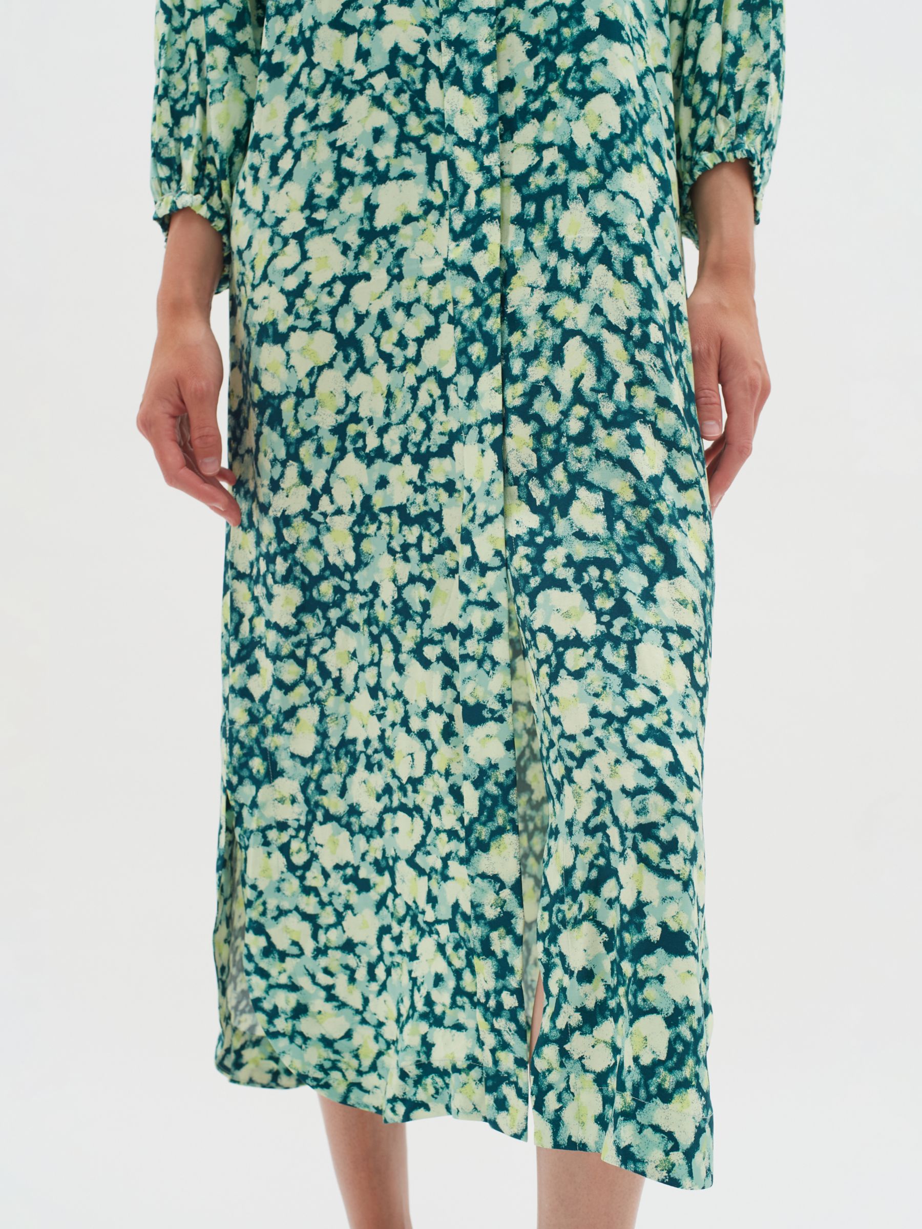 InWear Hazel Shirt Midi Dress, Green Painted Flower, 8