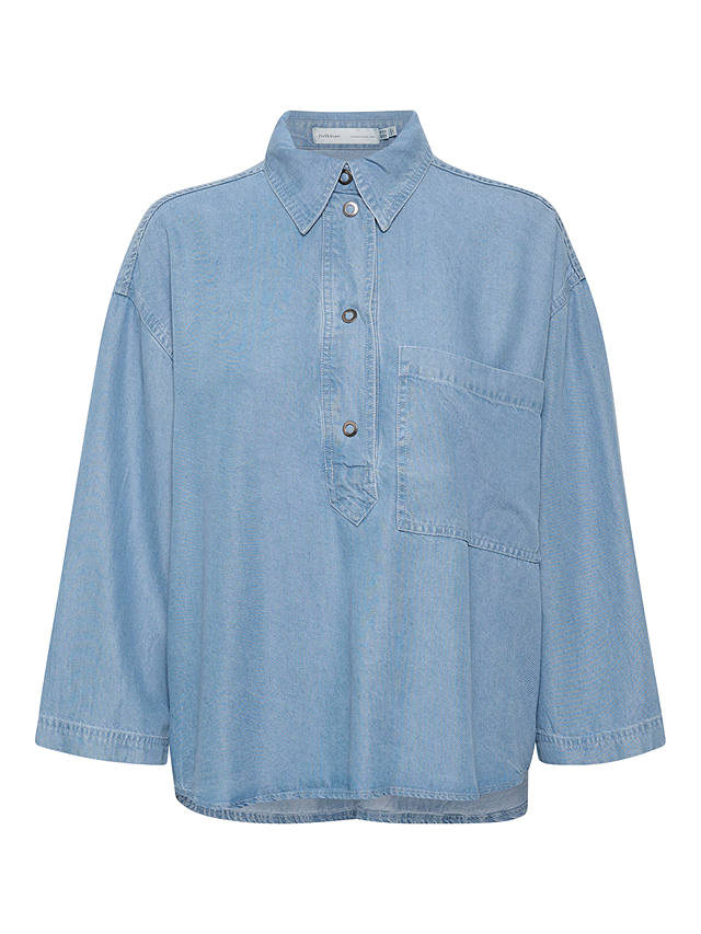 InWear Philipa Cropped Sleeve Boxy Fit Shirt, Light Blue Denim