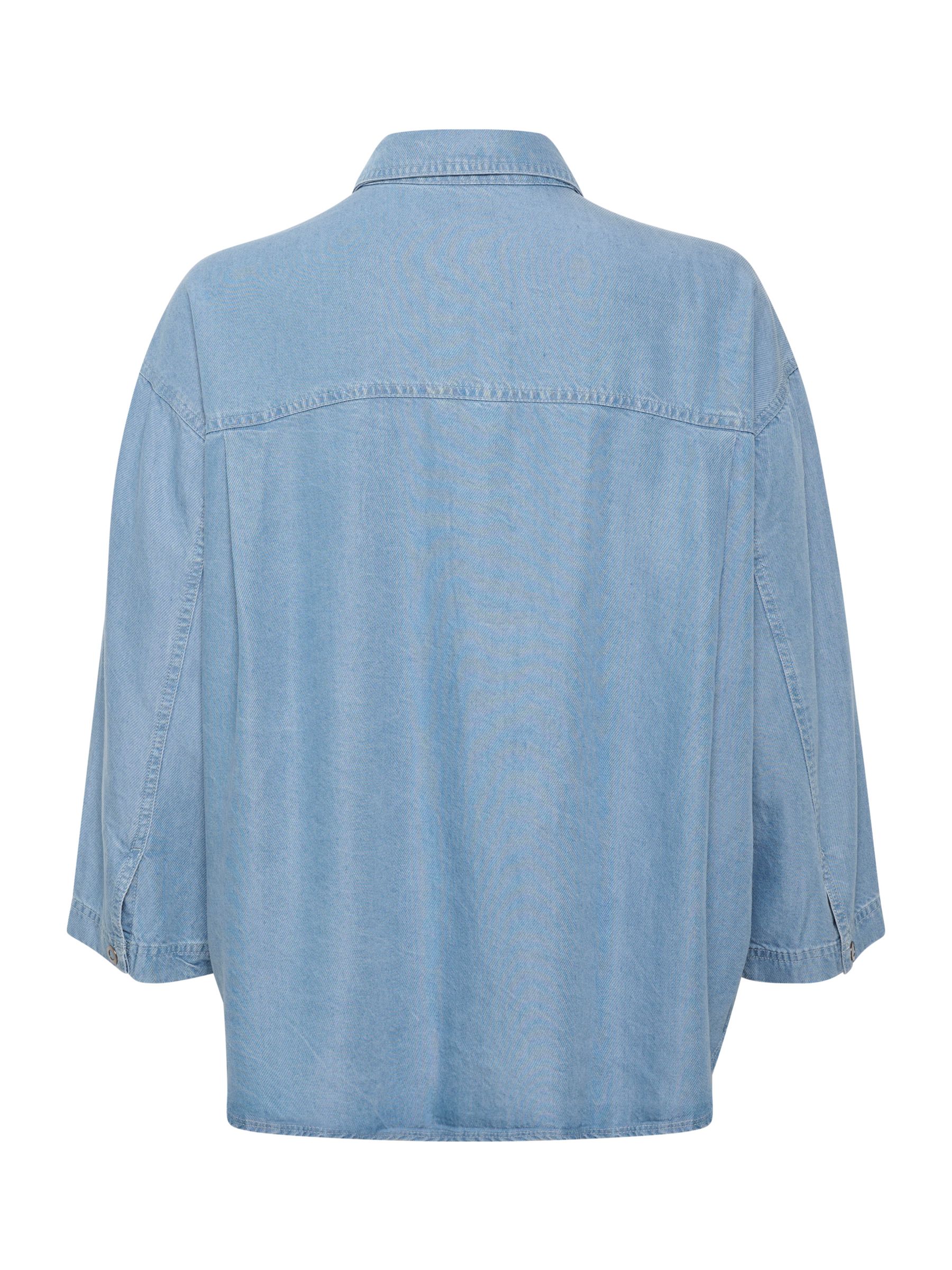 InWear Philipa Cropped Sleeve Boxy Fit Shirt, Light Blue Denim, 12