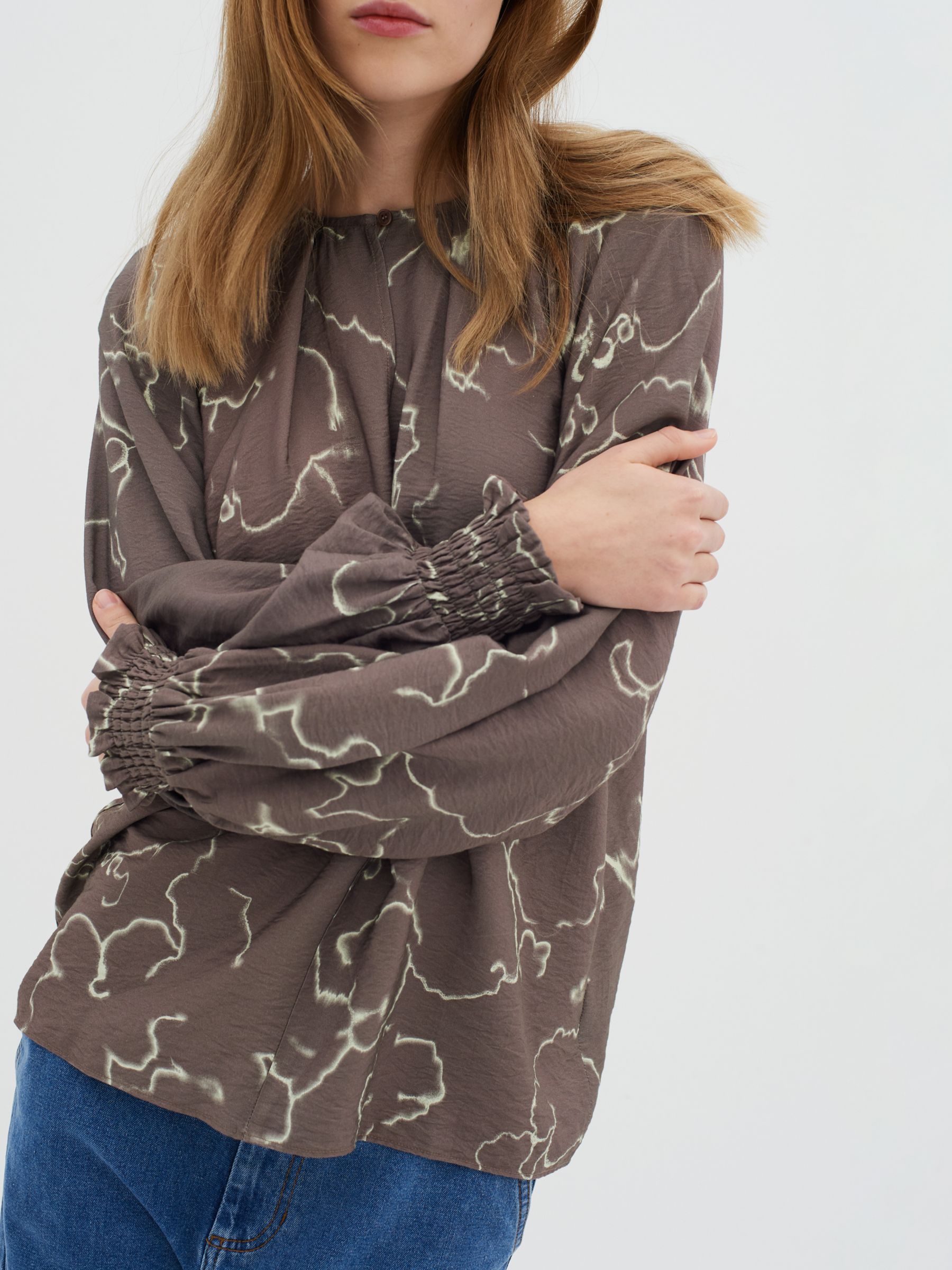 Buy InWear Cait Abstract Print Bishop Sleeve Blouse, Artistic Sky Online at johnlewis.com