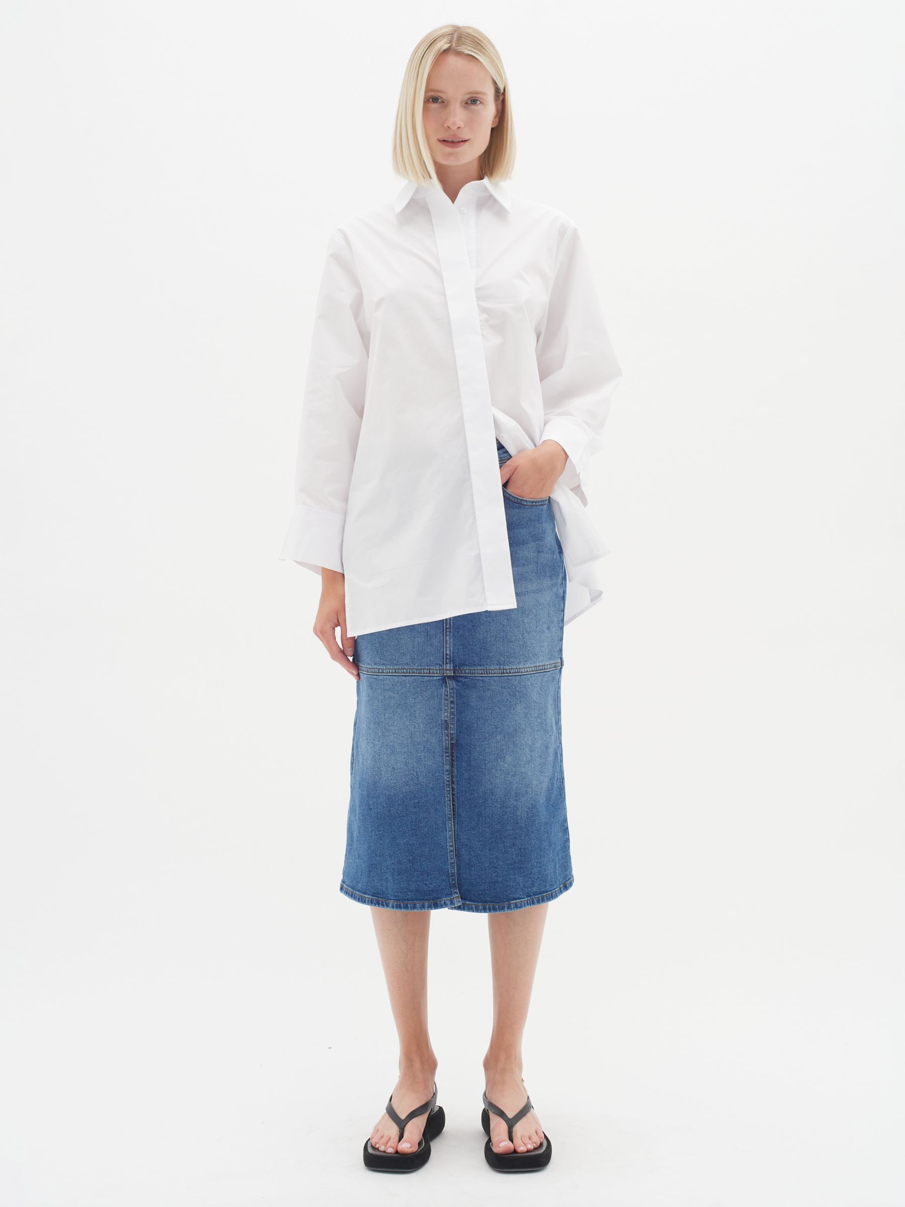 Buy InWear Pheiffer Denim Midi Skirt, Medium Blue Online at johnlewis.com
