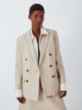 Theory Boxy Double Breasted Linen Blazer, Straw