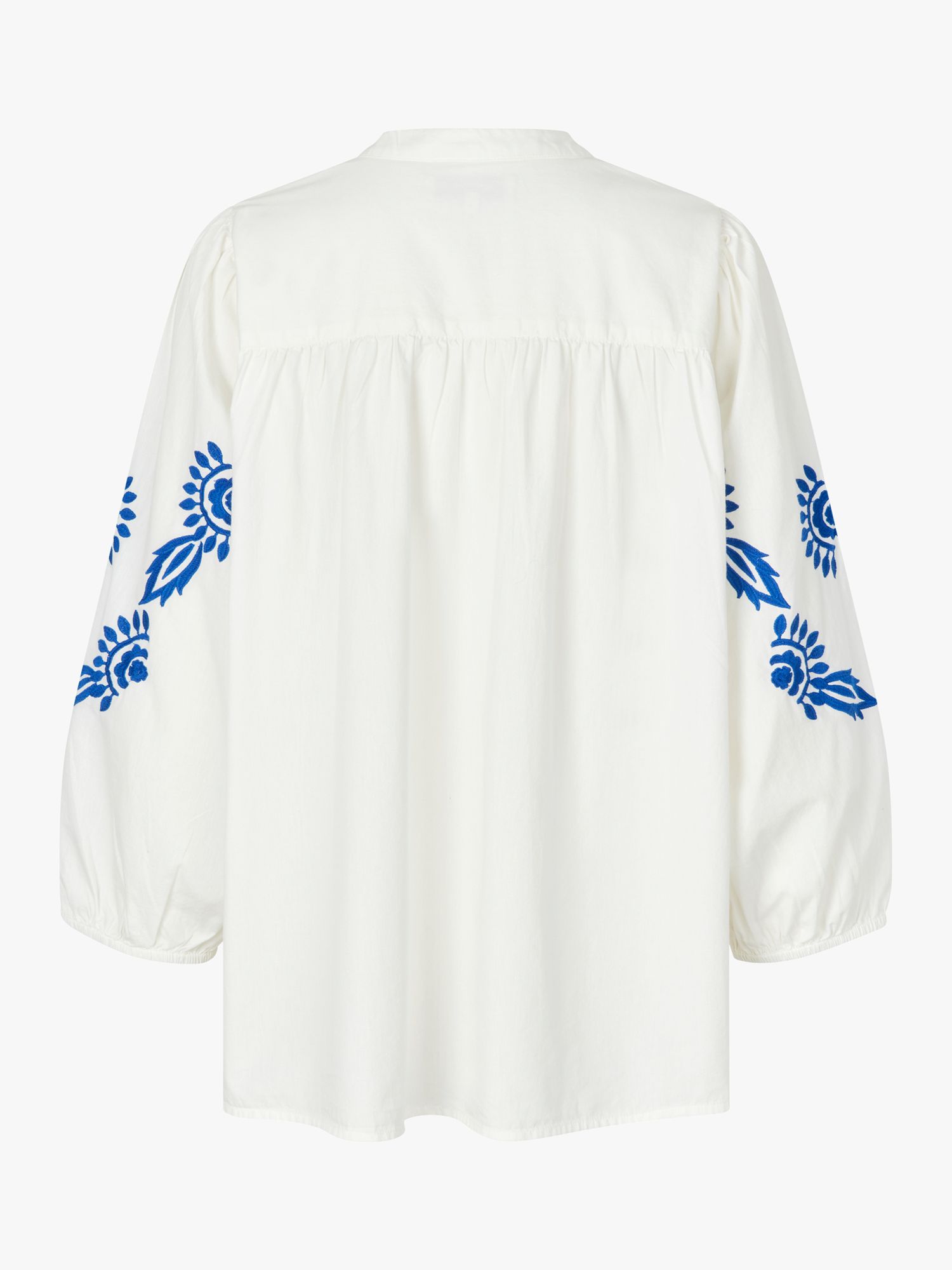Buy Lollys Laundry Faith Embroidered Sleeve Blouse, White/Blue Online at johnlewis.com
