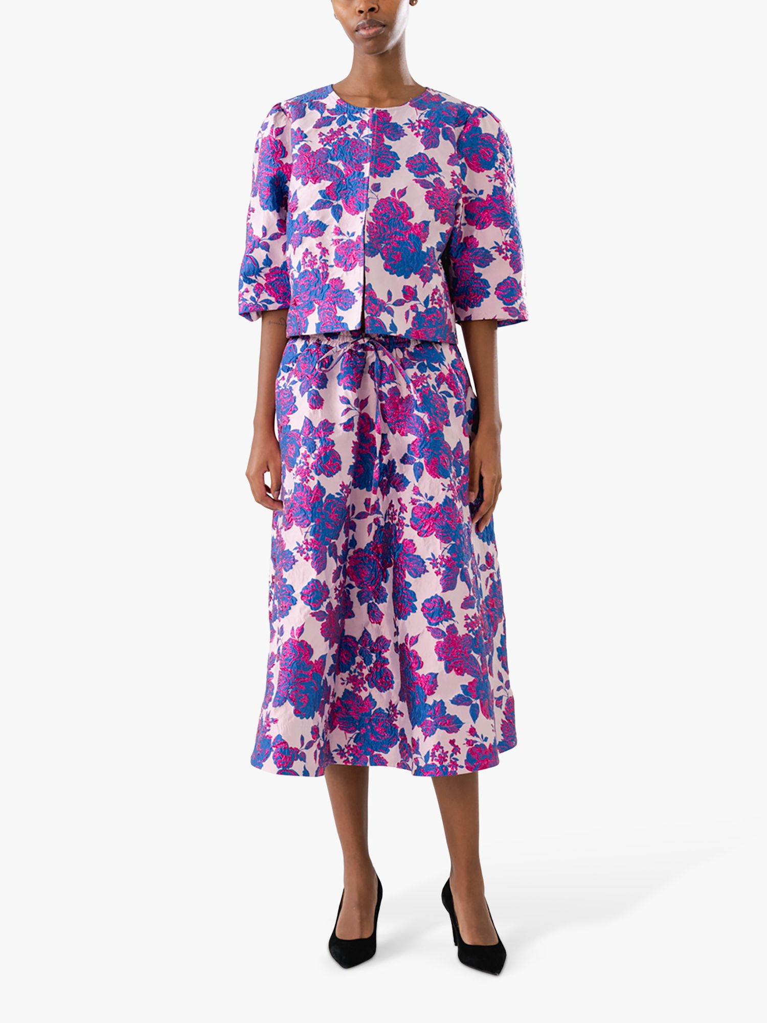 Buy Lollys Laundry Bristol Floral Midi Skirt, Dark Lavender/Multi Online at johnlewis.com