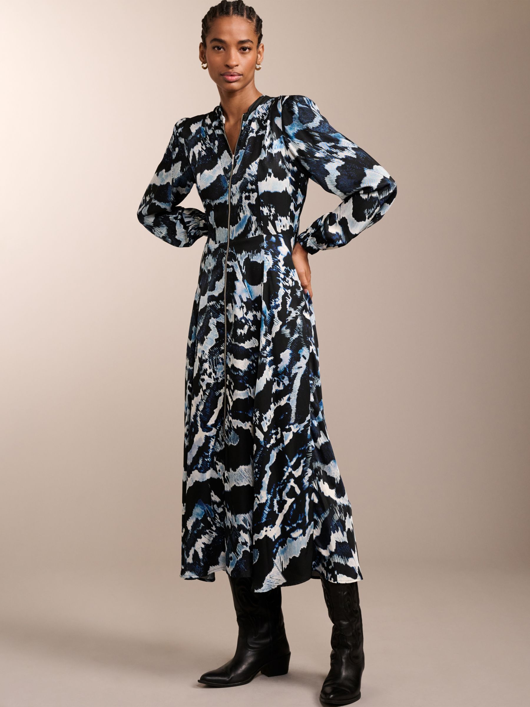 Buy Baukjen Maja Satin Dress, Blue Online at johnlewis.com