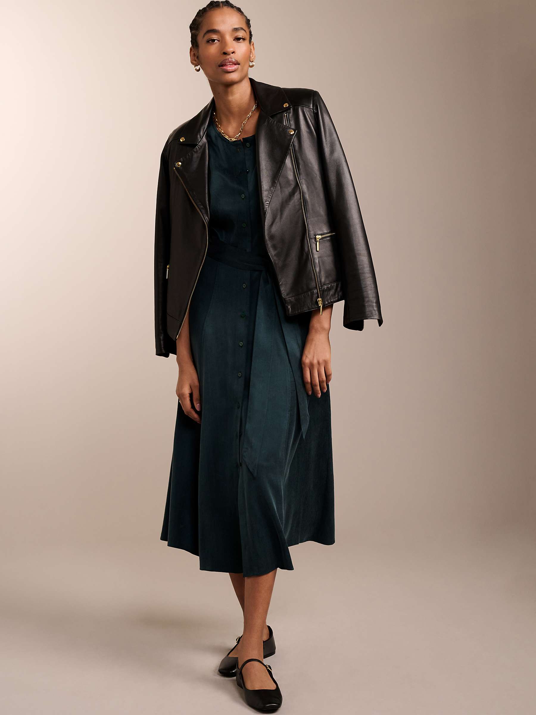 Buy Baukjen Malin Cupro Blend Midi Dress, Dark Green Online at johnlewis.com