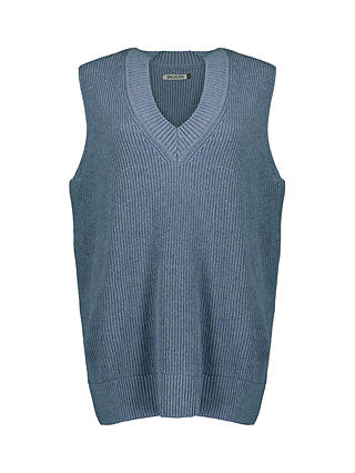 Baukjen Katalina Oversized Recycled Wool Blend Knitted Vest, Denim Blue