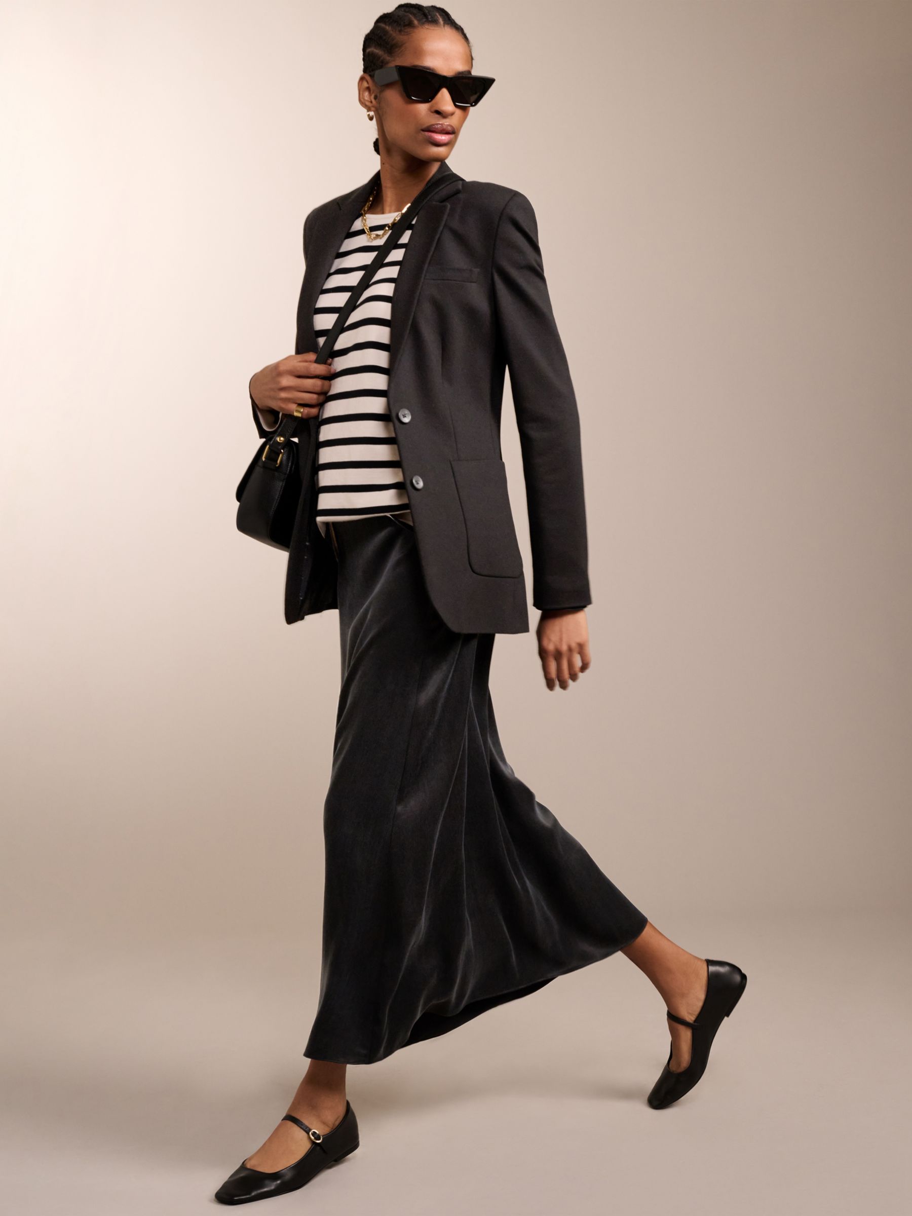 Buy Rahena Cupro Slip Skirt, Caviar Black Online at johnlewis.com