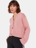 Whistles Nina Rib Detail Cropped Cotton Cardigan