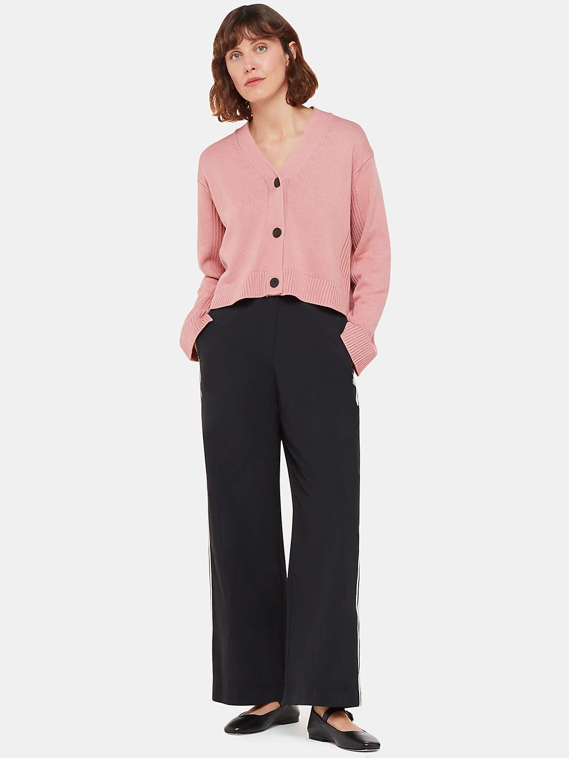 Buy Whistles Nina Rib Detail Cropped Cotton Cardigan Online at johnlewis.com