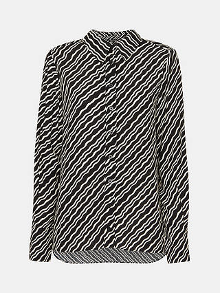 Whistles Diagonal Ripple Ecovero Shirt, Black/Multi